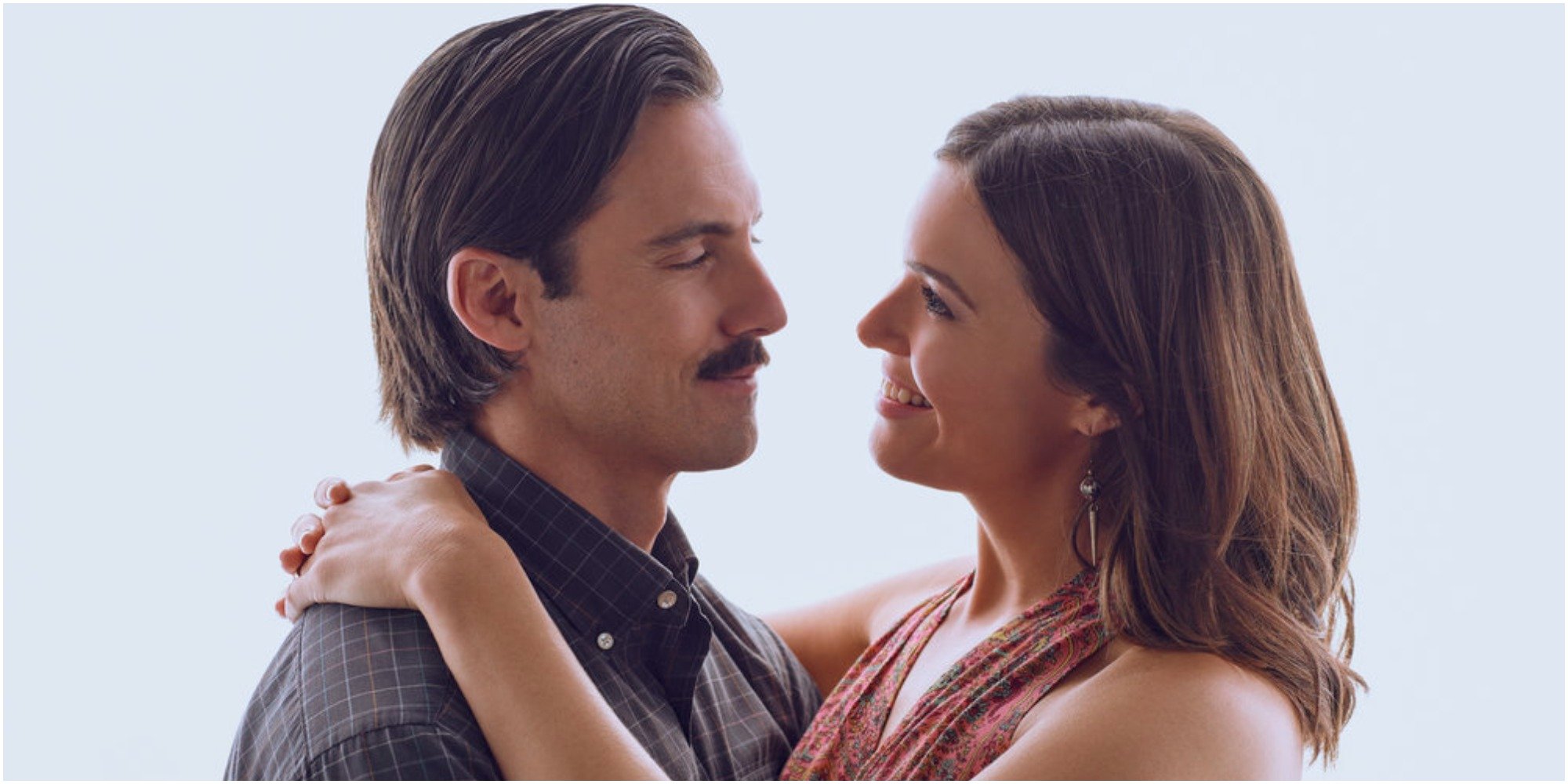 Milo Ventimiglia and Mandy Moore on the set of This Is Us.