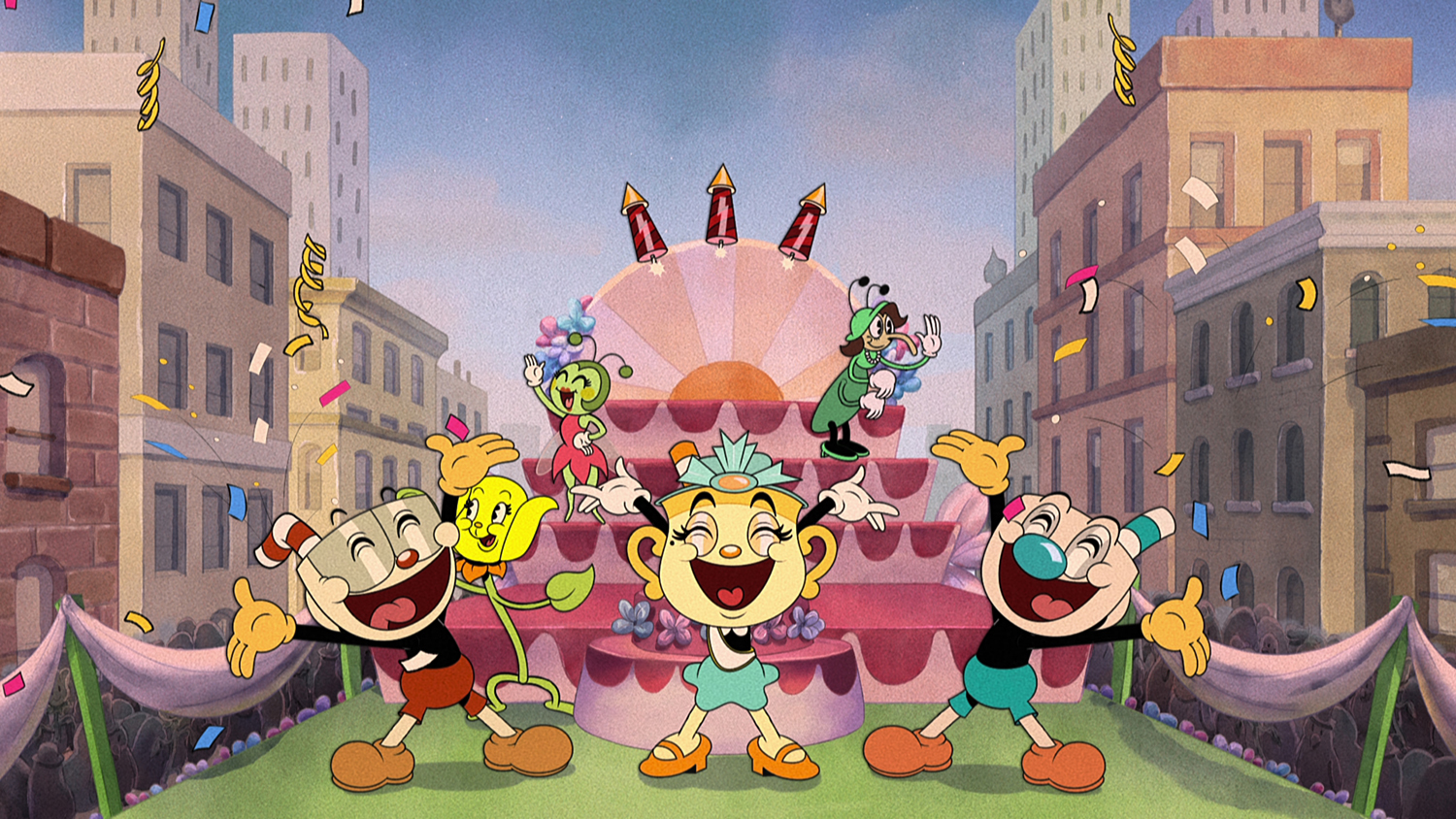 Tru Valentino as Cuphead, Grey Griffin as Chalice and Frank Todaro as Mugman in The Cuphead Show Episode 12