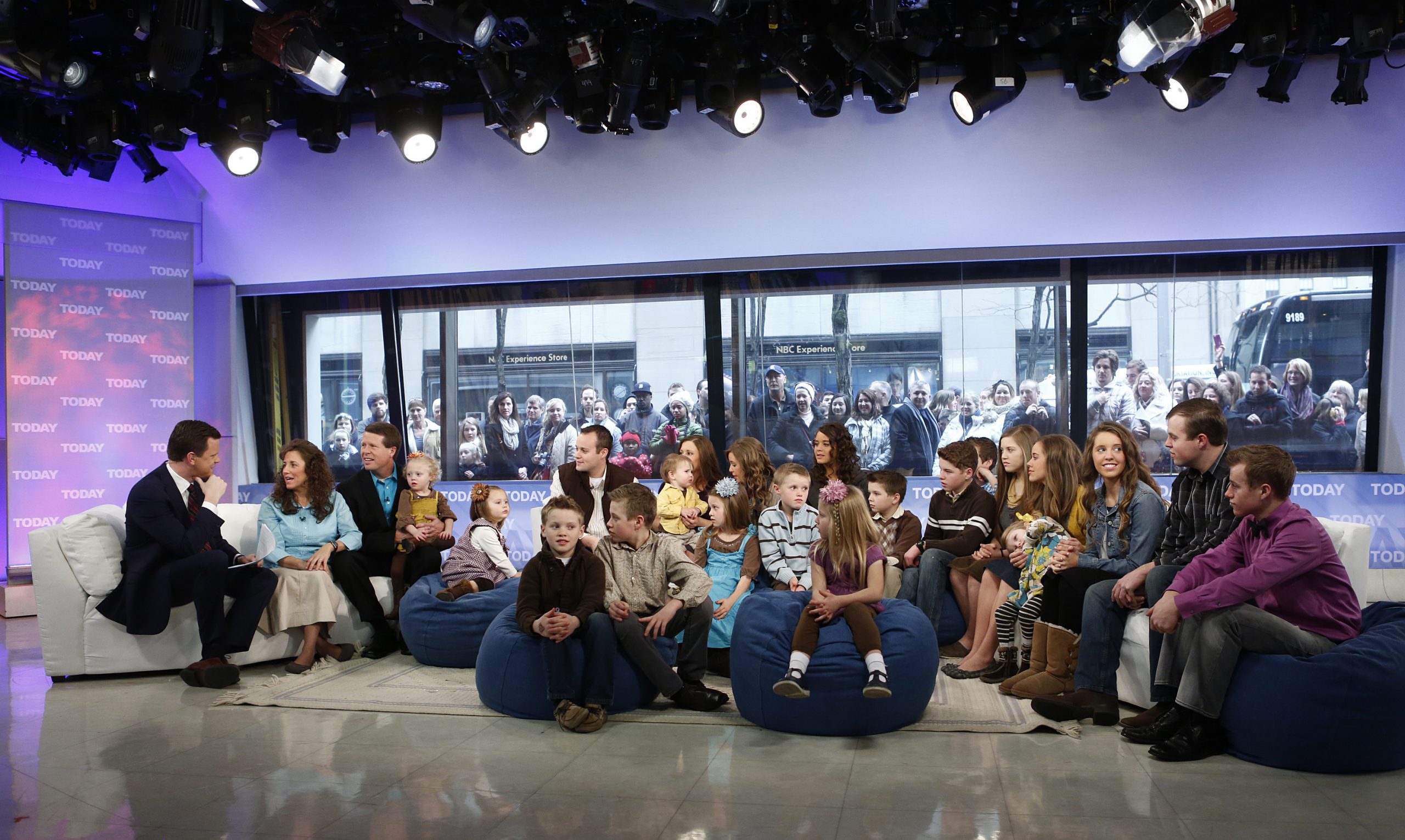The Duggar family sits on the stage for an interview for 'Today'
