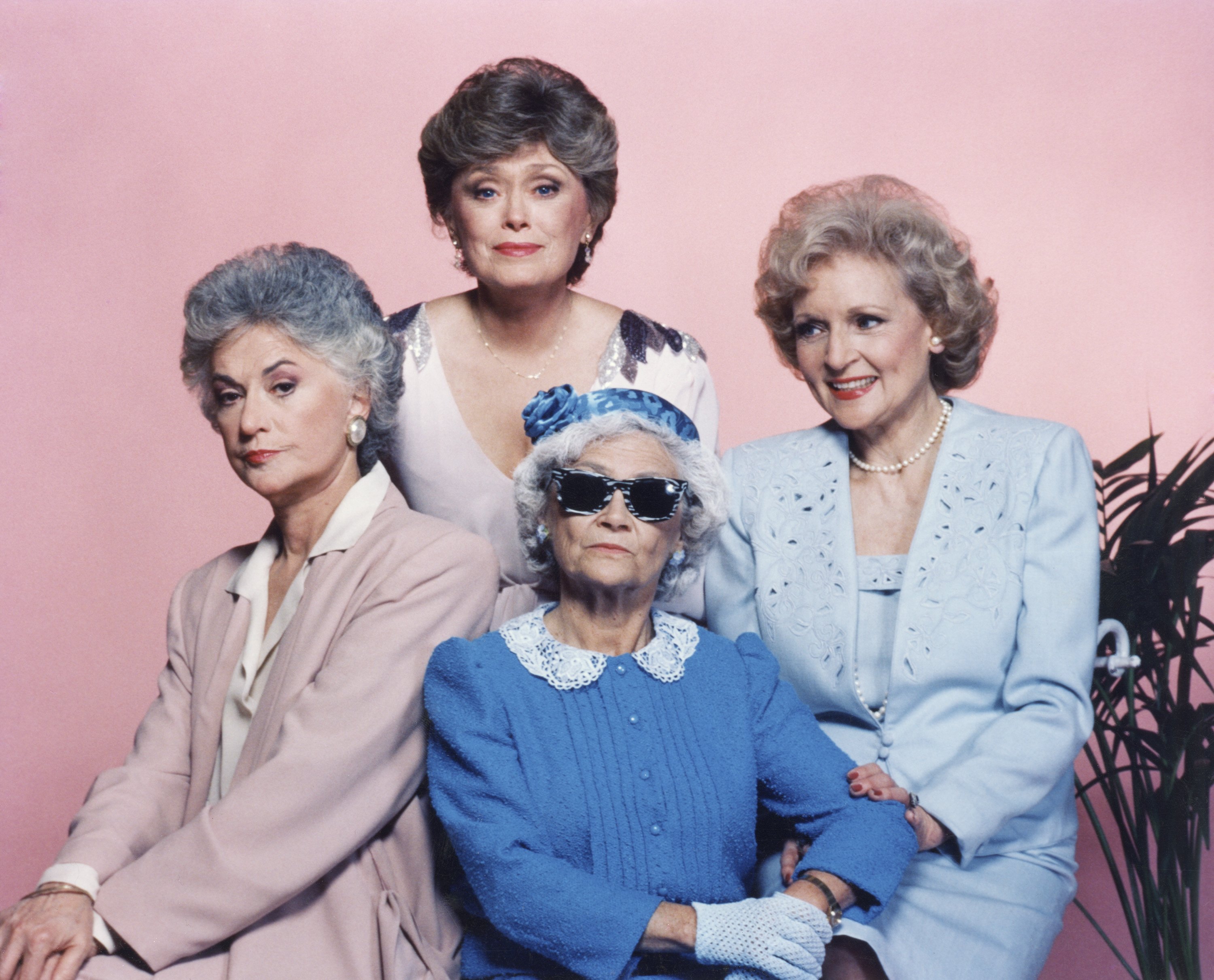 Bea Arthur, Rue McClanahan, Estelle Getty, and Betty White pose for a picture as 'The Golden Girls.'