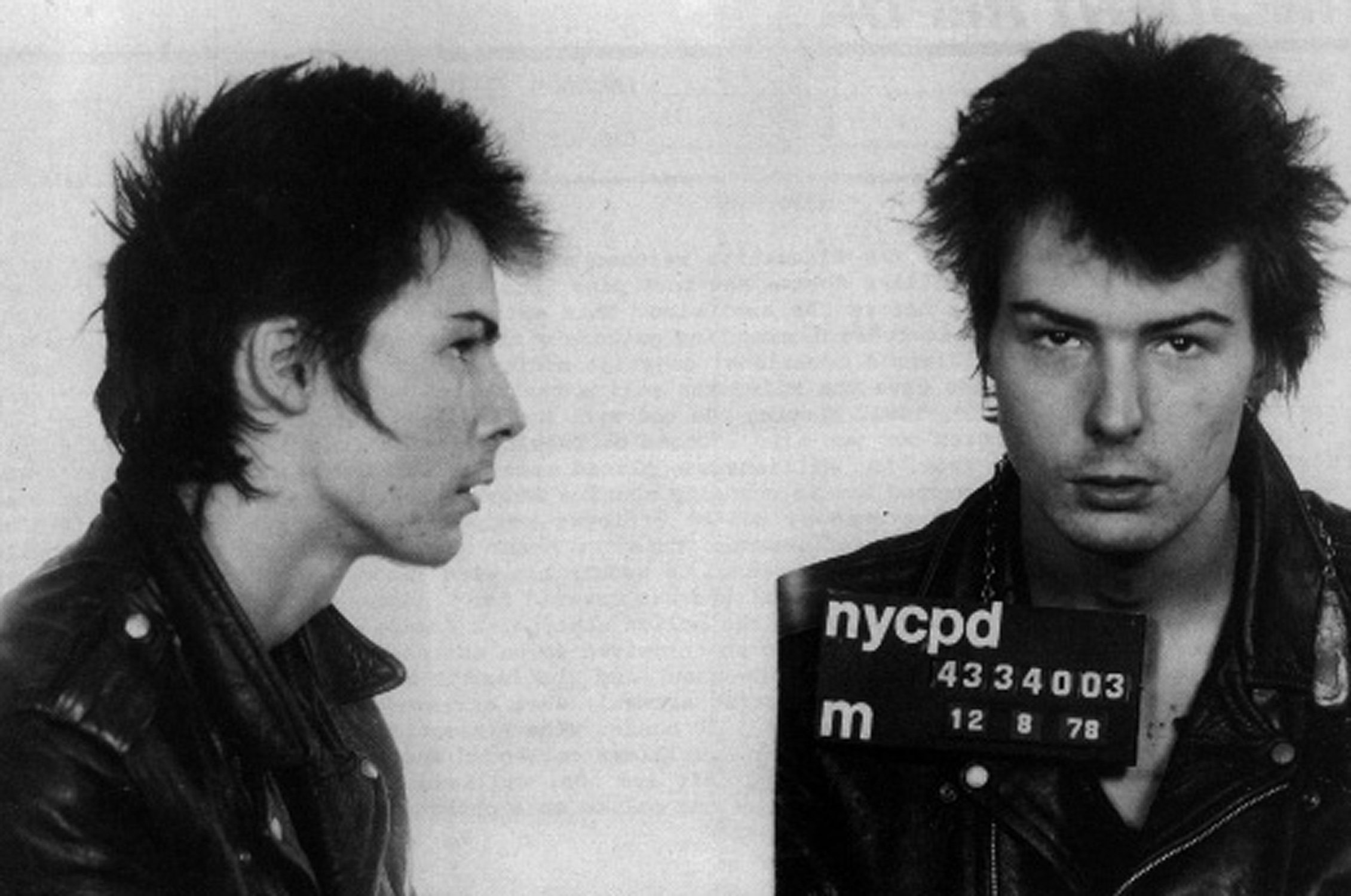 The Sex Pistols' Sid Vicious wearing a leather jacket