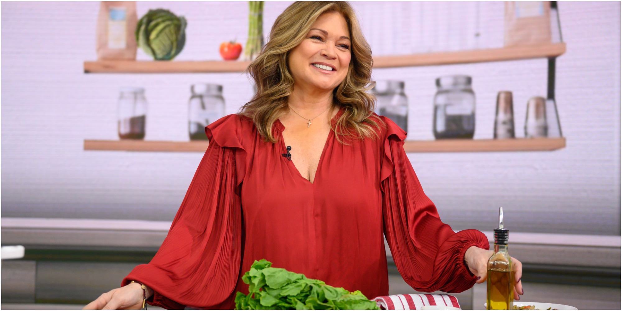 Valerie Bertinelli poses on the set of the Today Show.