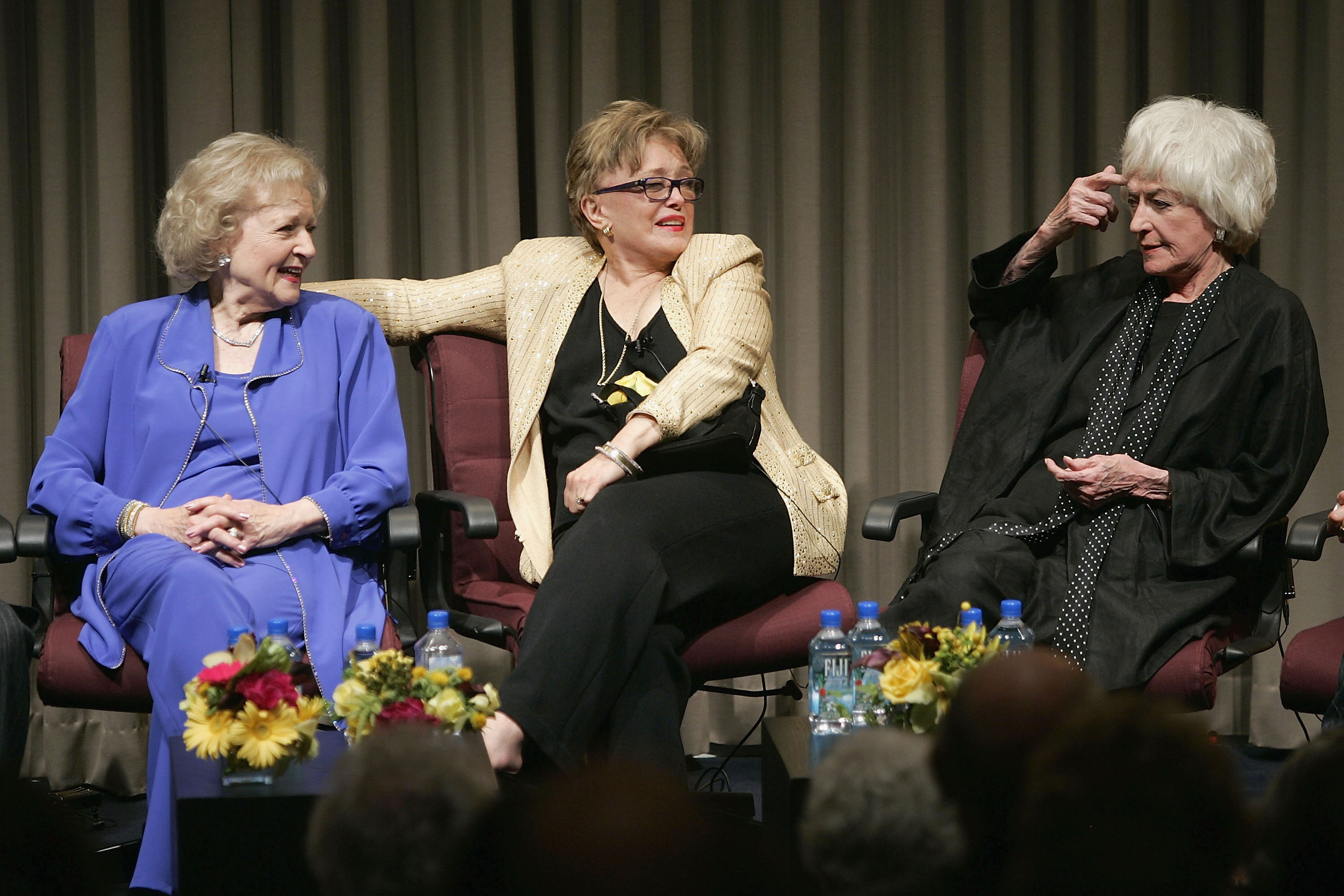 Betty White, Rue McClanahan and Bea Arthur chat on stage during the ' The Golden Girls ' DVD release party
