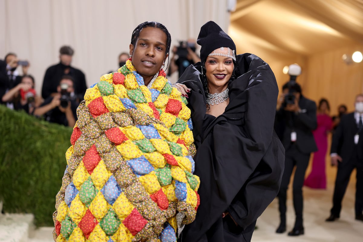 A$AP Rocky and Rihanna pose together at the 2021 Met Gala.