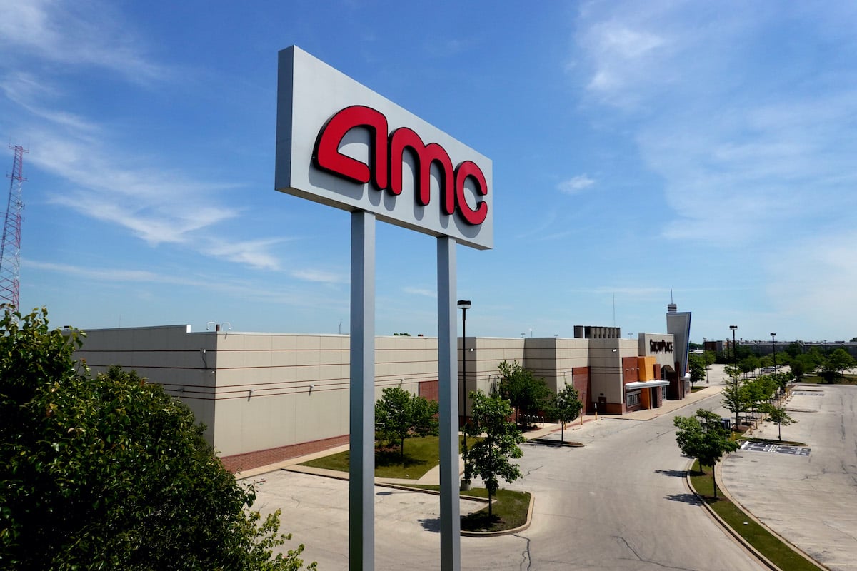 An AMC Theatres sign outside of an AMC theater