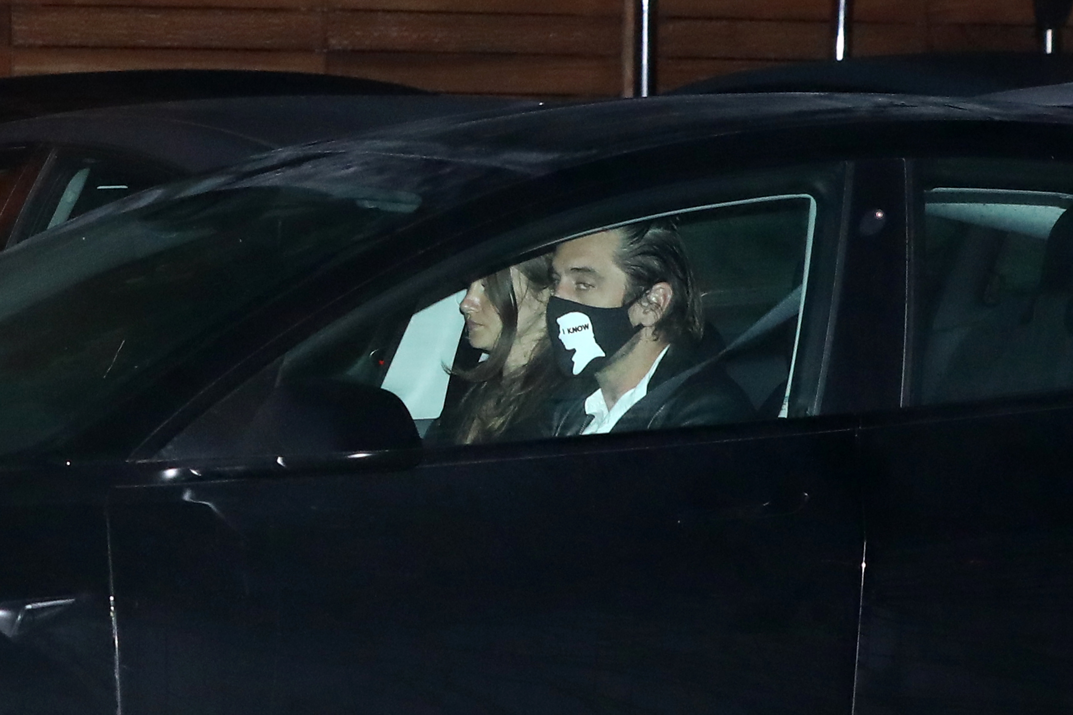 Aaron Rodgers and Shailene Woodley photographed in a car after leaving Nobu in Malibu, California