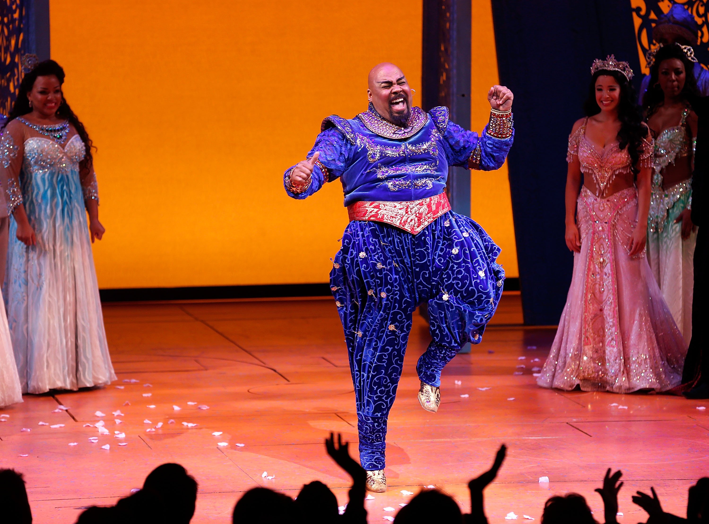 Actor James Monroe Iglehart during curtain call at the the 'Aladdin' On Broadway Opening Night