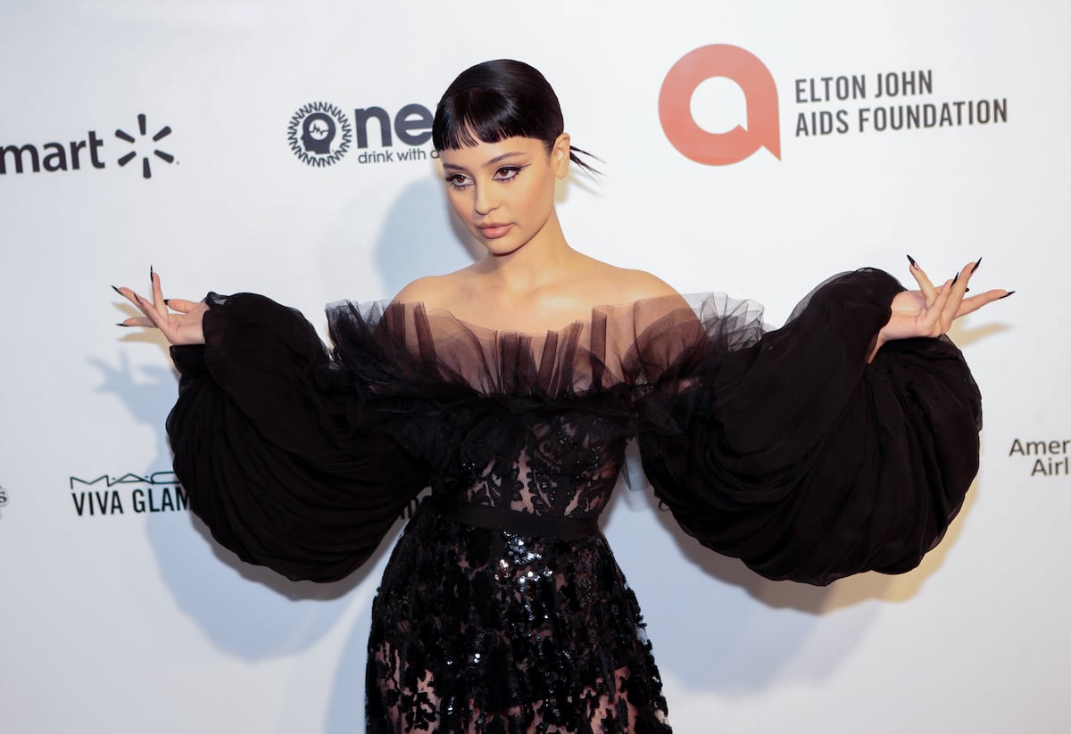 Euphoria star Alexa Demi wears a dramatic black gown