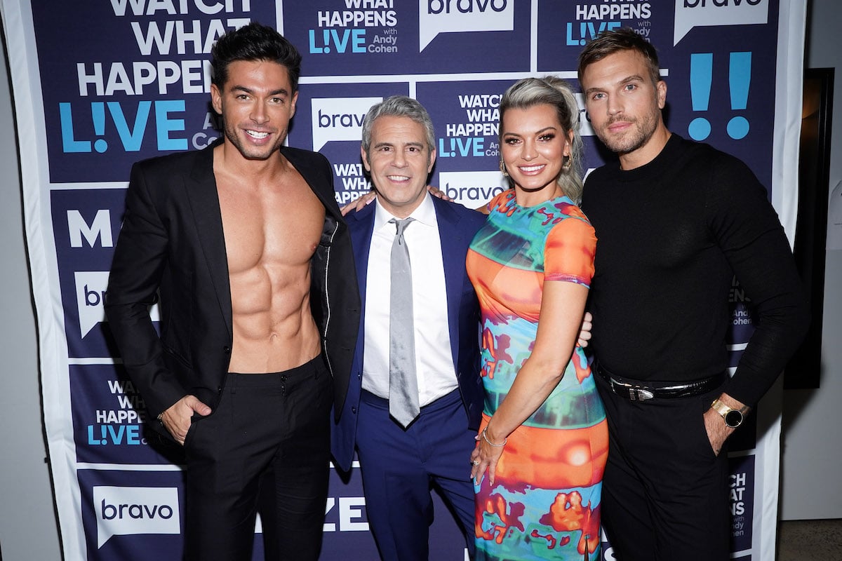 Andrea Denver, Andy Cohen, Lindsay Hubbard, and Luke Gulbranson pose together.
