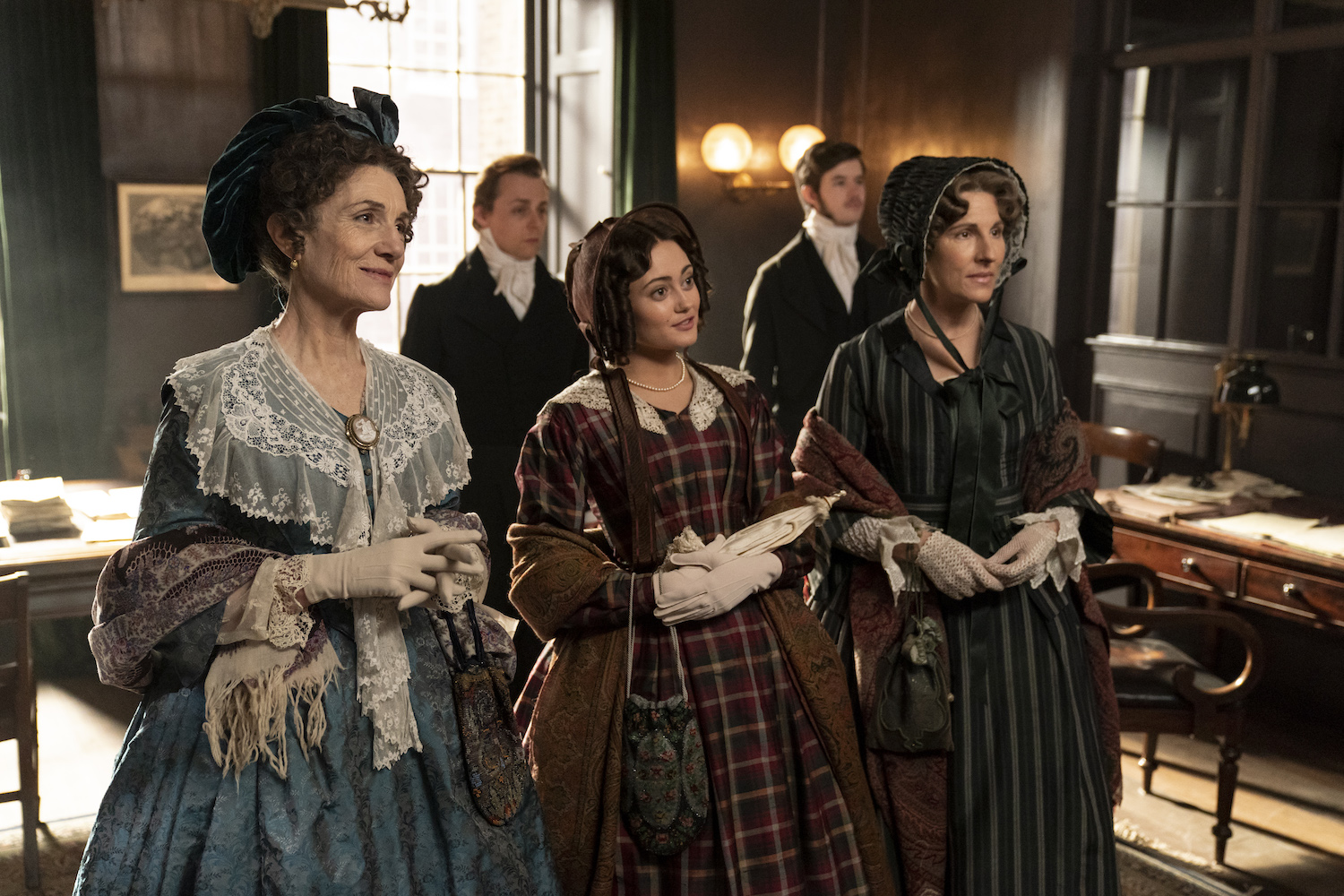 Three women in Victorian-era dress in 'Belgravia'