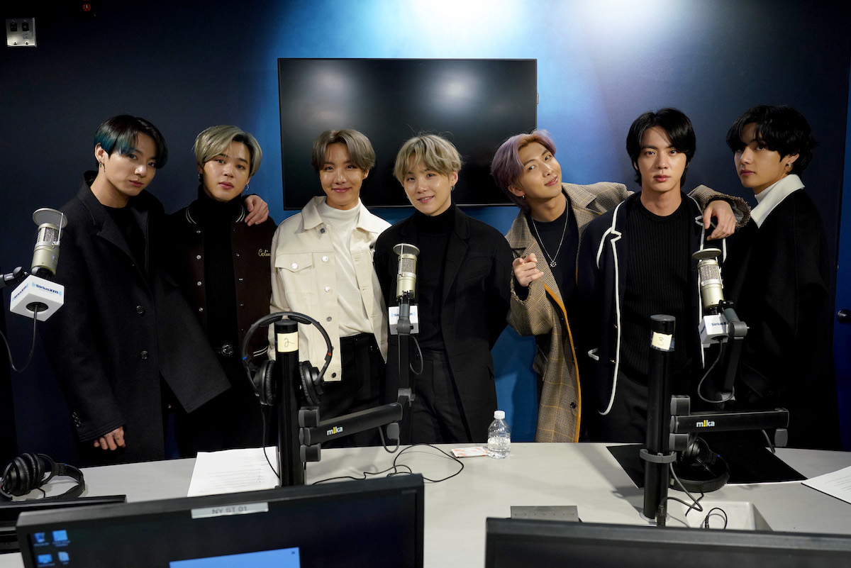 The BTS members visit the SiriusXM Studios on February 21, 2020, in New York City