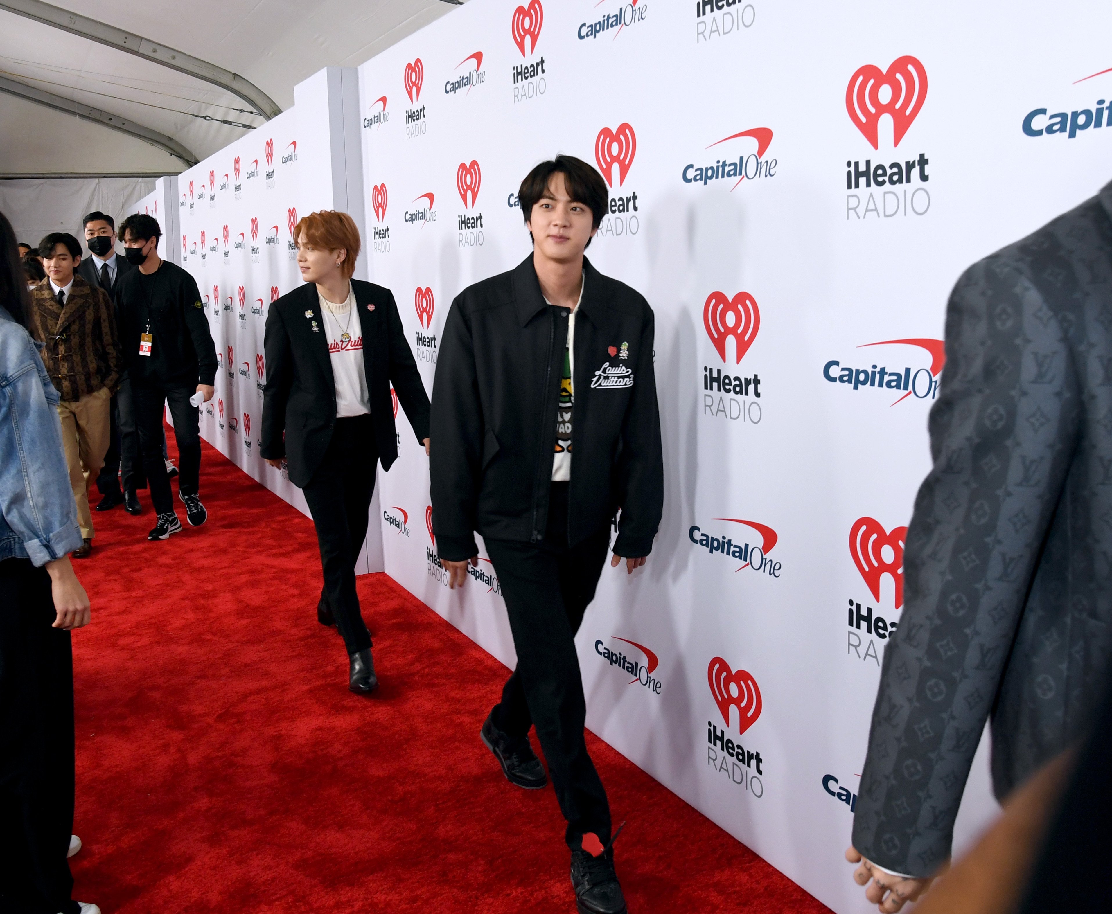 V, Suga, Jin, and Jungkook of BTS attends iHeartRadio 102.7 KIIS FM's Jingle Ball 2021