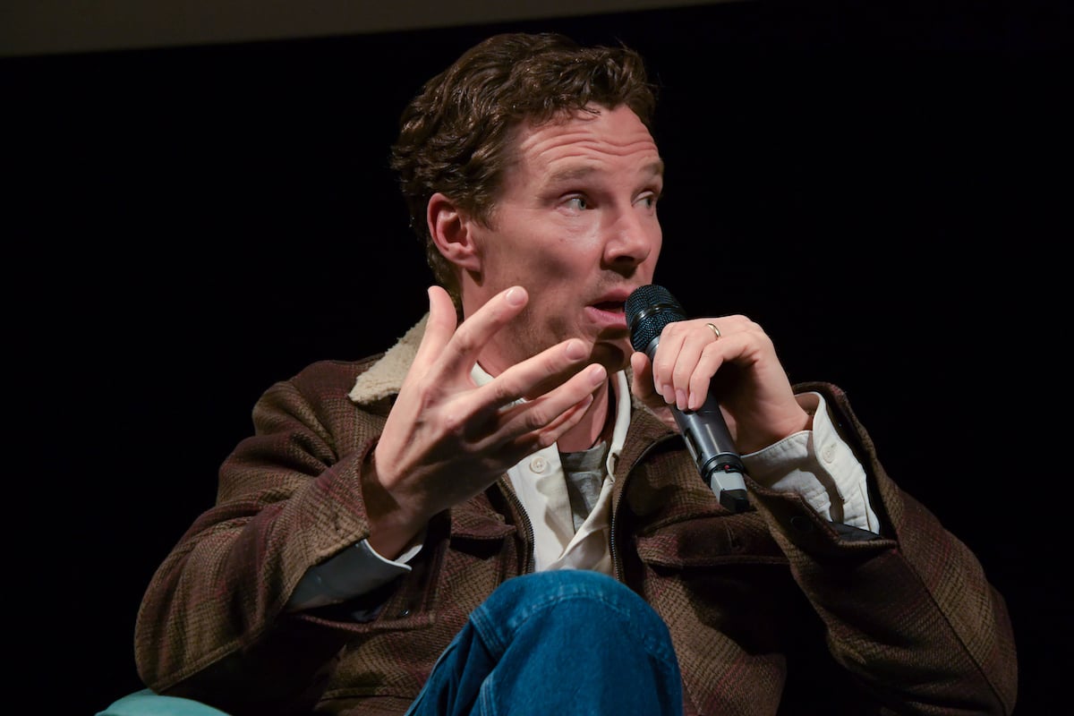 Benedict Cumberbatch speaks onstage while sitting down after a special screening of 'The Power of the Dog'