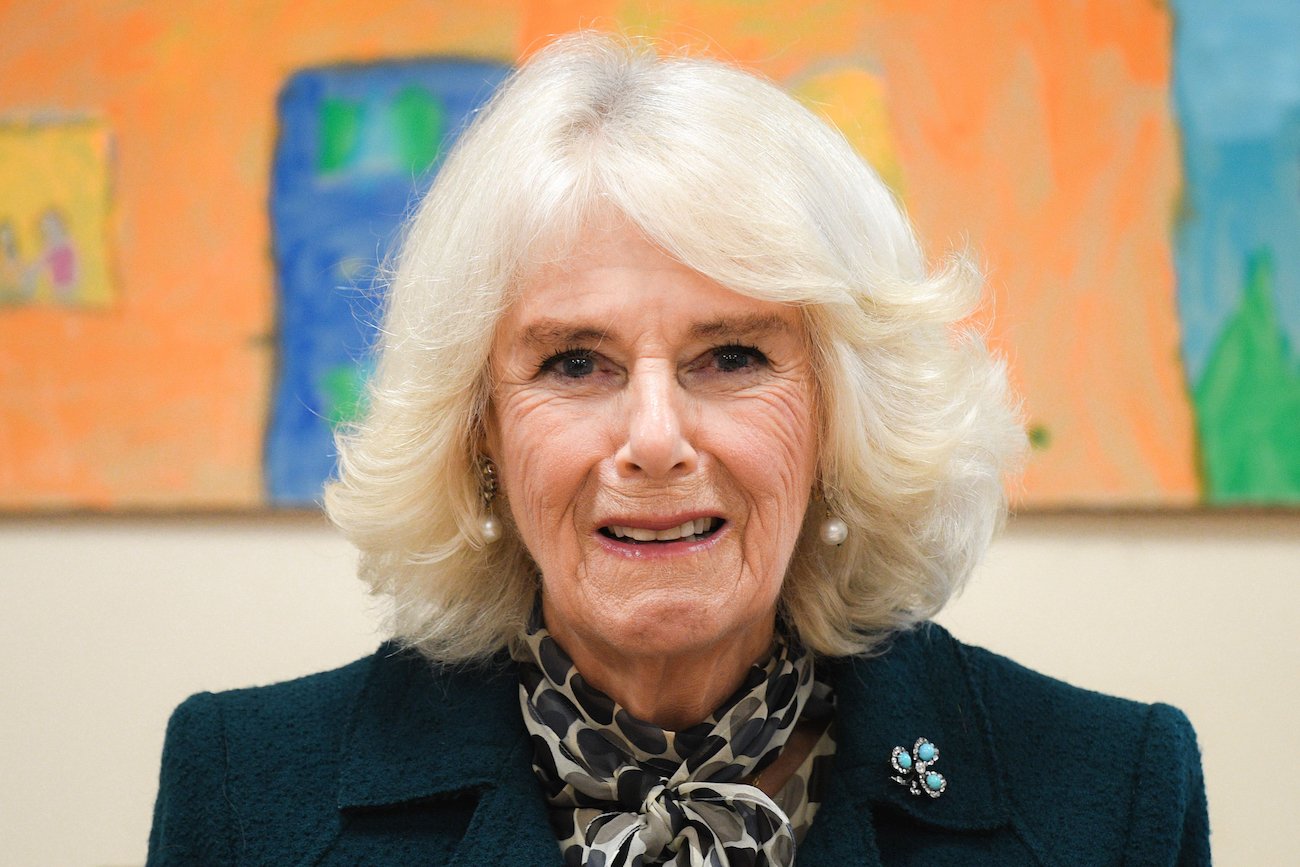 Camilla Parker Bowles looking on, close up