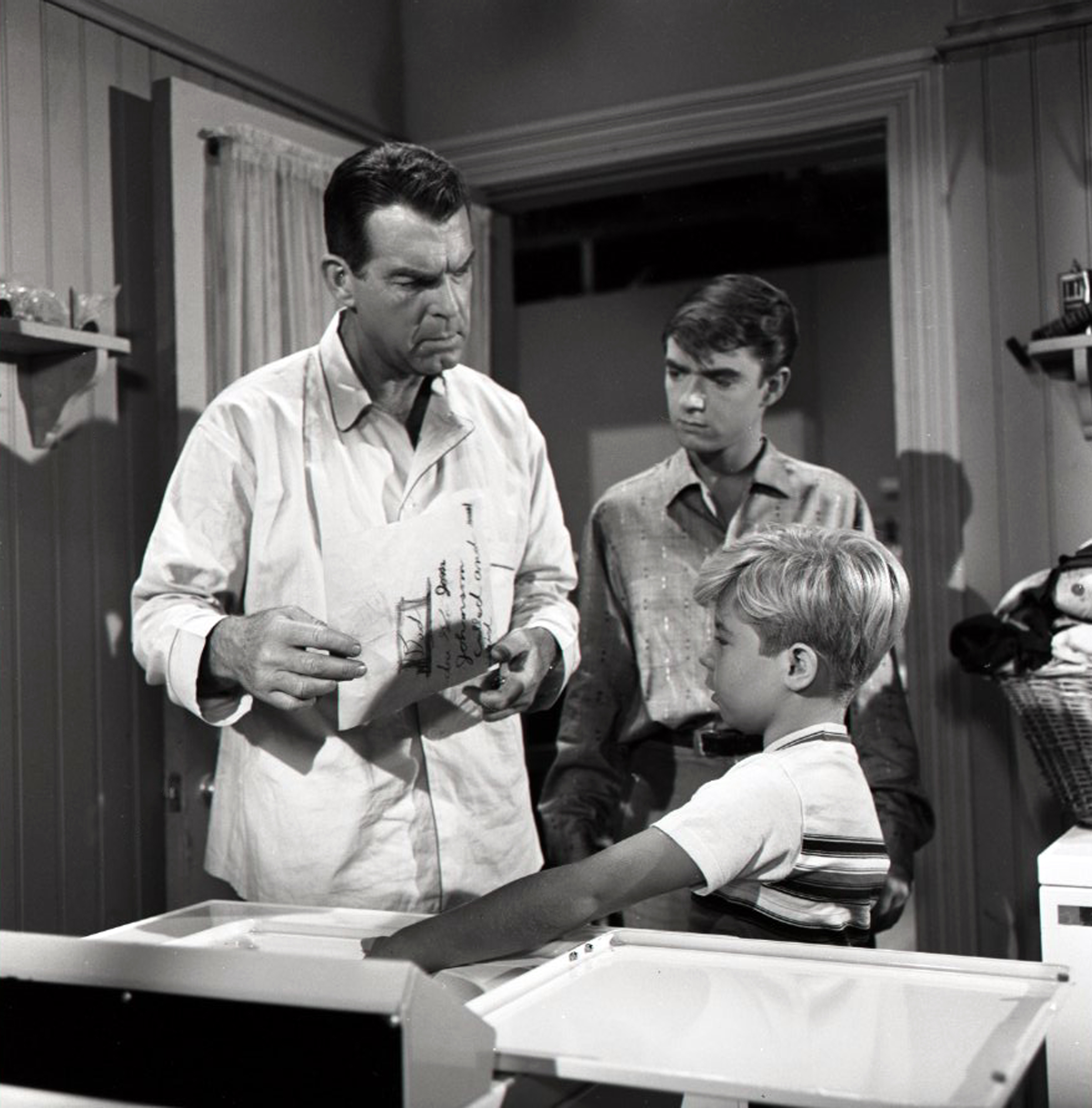 (L-R) Fred MacMurray, Tim Considine, and Stanley Livingston of 'My Three Sons'