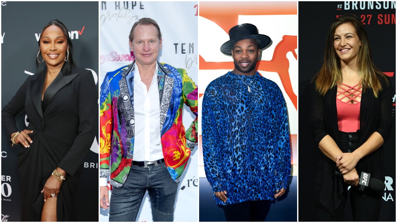 Cynthia Bailey, Carson Kressley, Todrick Hall, and Miesha Tate posing separately for media pictures