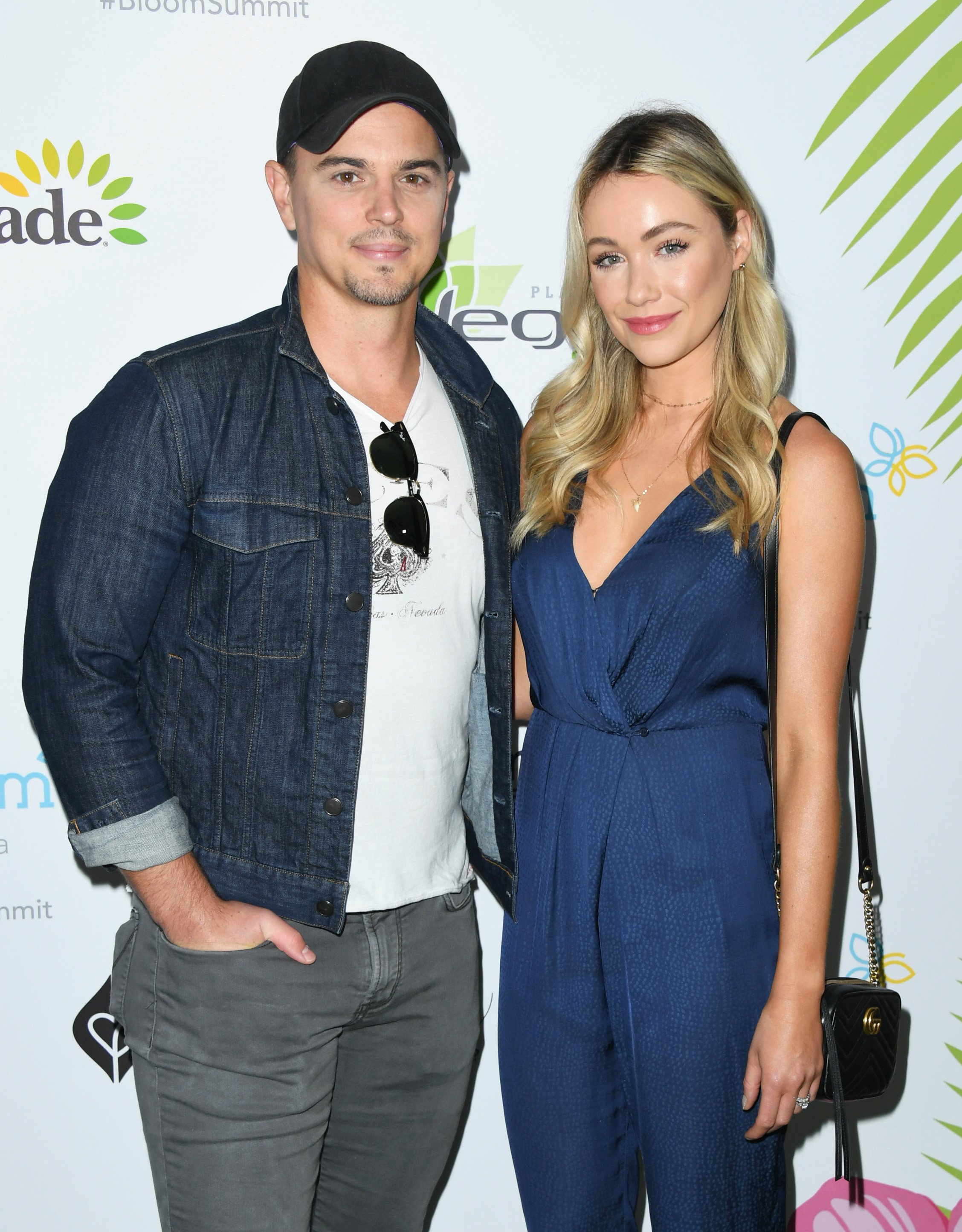 'The Bold and the Beautiful' actor Darin Brooks in a denim jacket and hat; and Katrina Bowden in a blue jumpsuit.