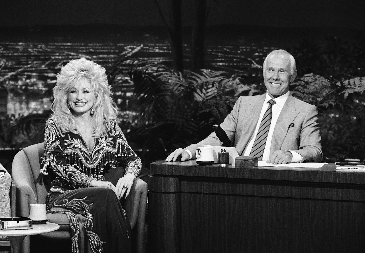 Dolly Parton during an interview with 'Tonight Show' host Johnny Carson on December 14, 1990