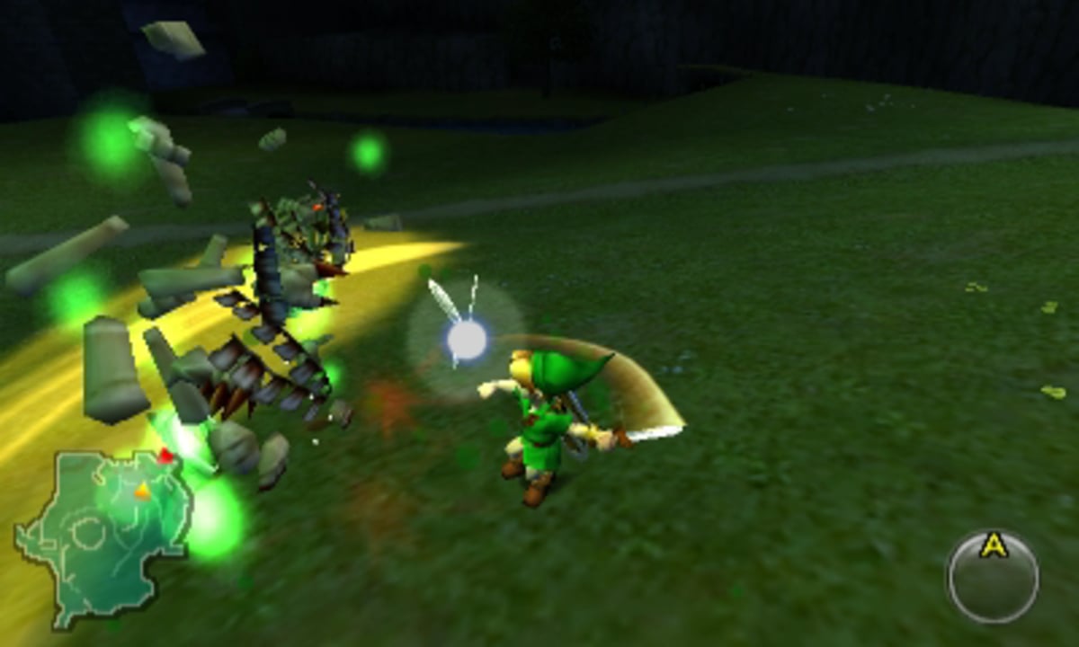 Young Link fighting Stalchildren from 'The Legend of Zelda: Ocarina of Time 3D'
