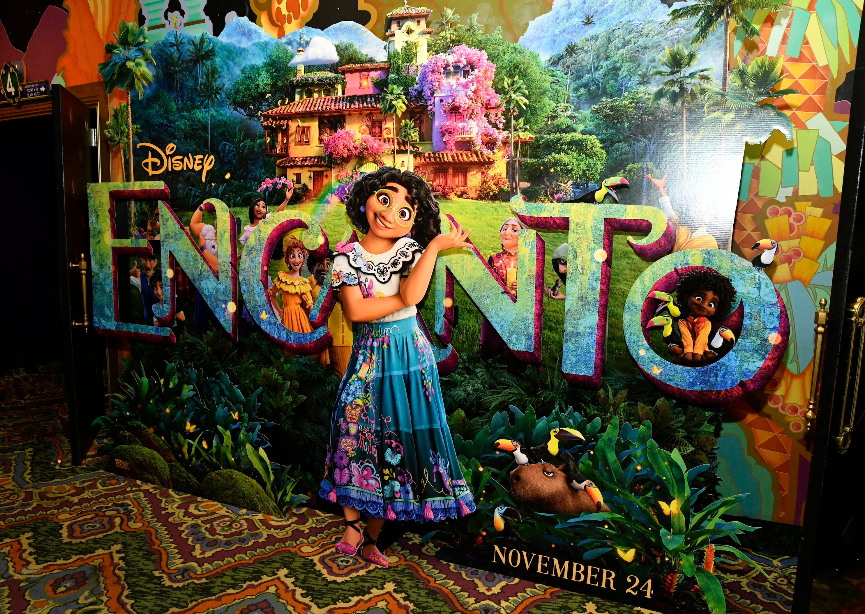 An 'Encanto' step-and-repeat at the opening night fan event for Disney's 'Encanto'