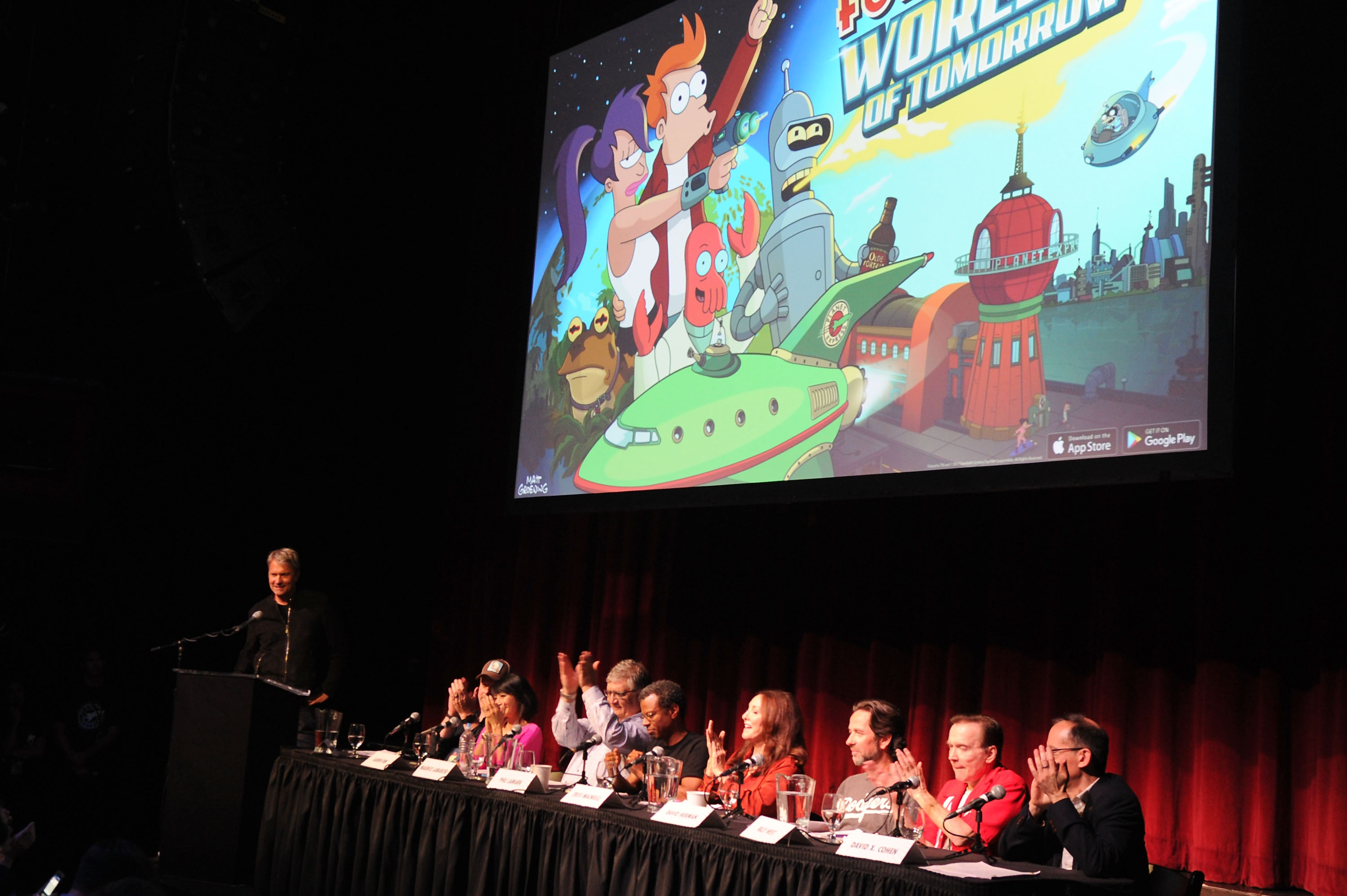 'Futurama,' rebooted on Hulu, features its cast participating in a question and answer panel at Comic Con.