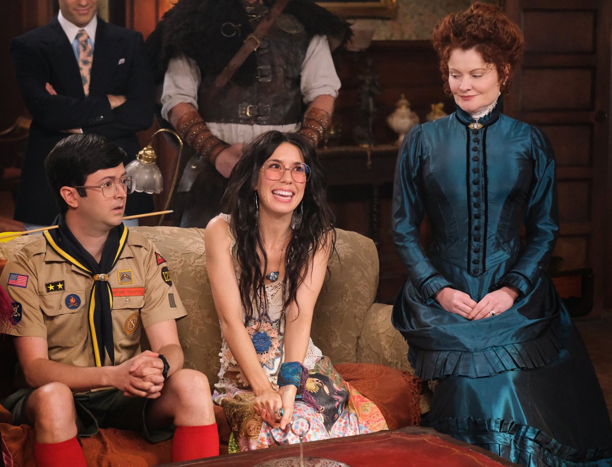Richie Moriarty, Sheila Carrasco, and Rebecca Wisocky as Pete, Flower, and Hetty on CBS 'Ghosts'