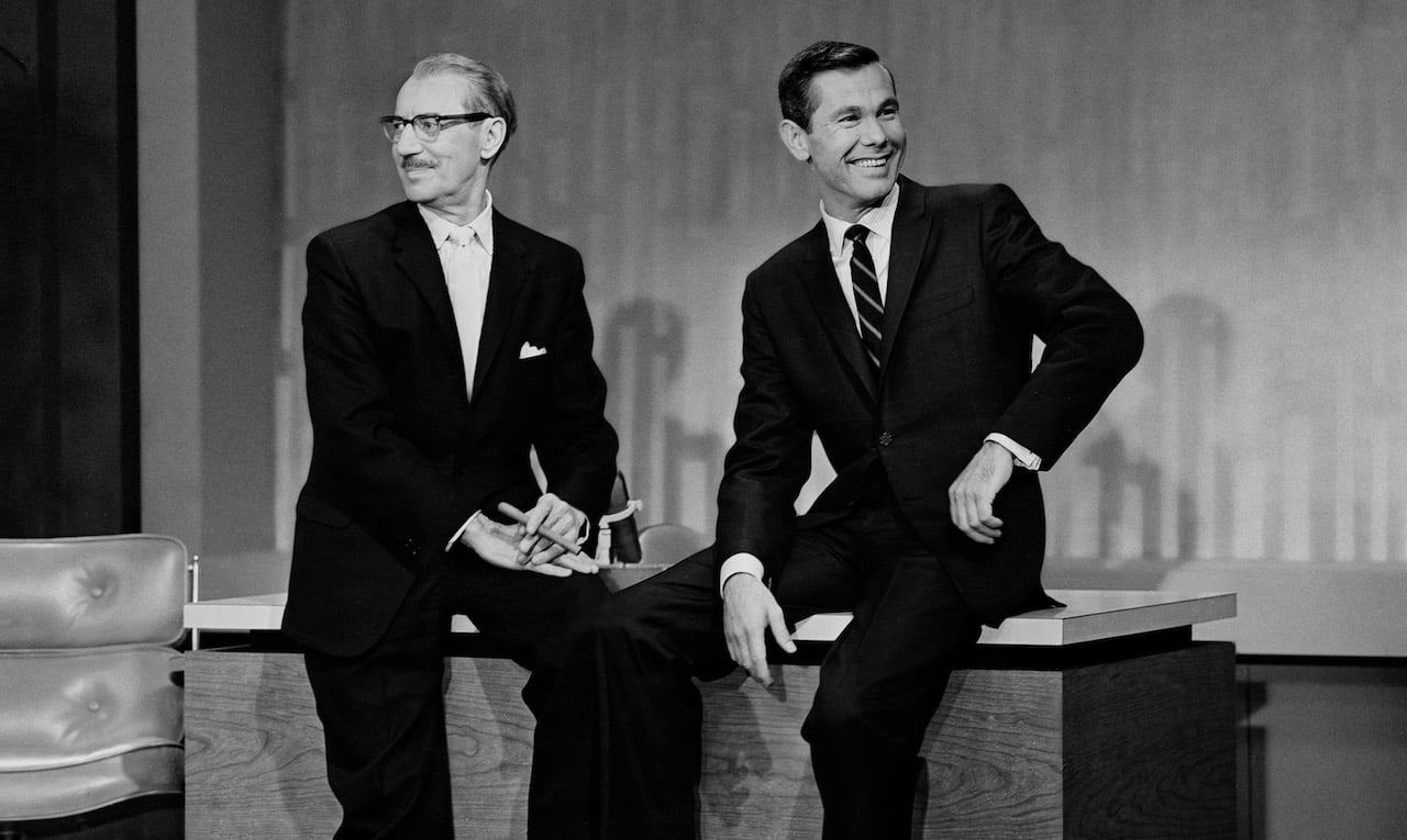 Groucho Marx introduces Johnny Carson as the new host of 'The Tonight Show' in 1962