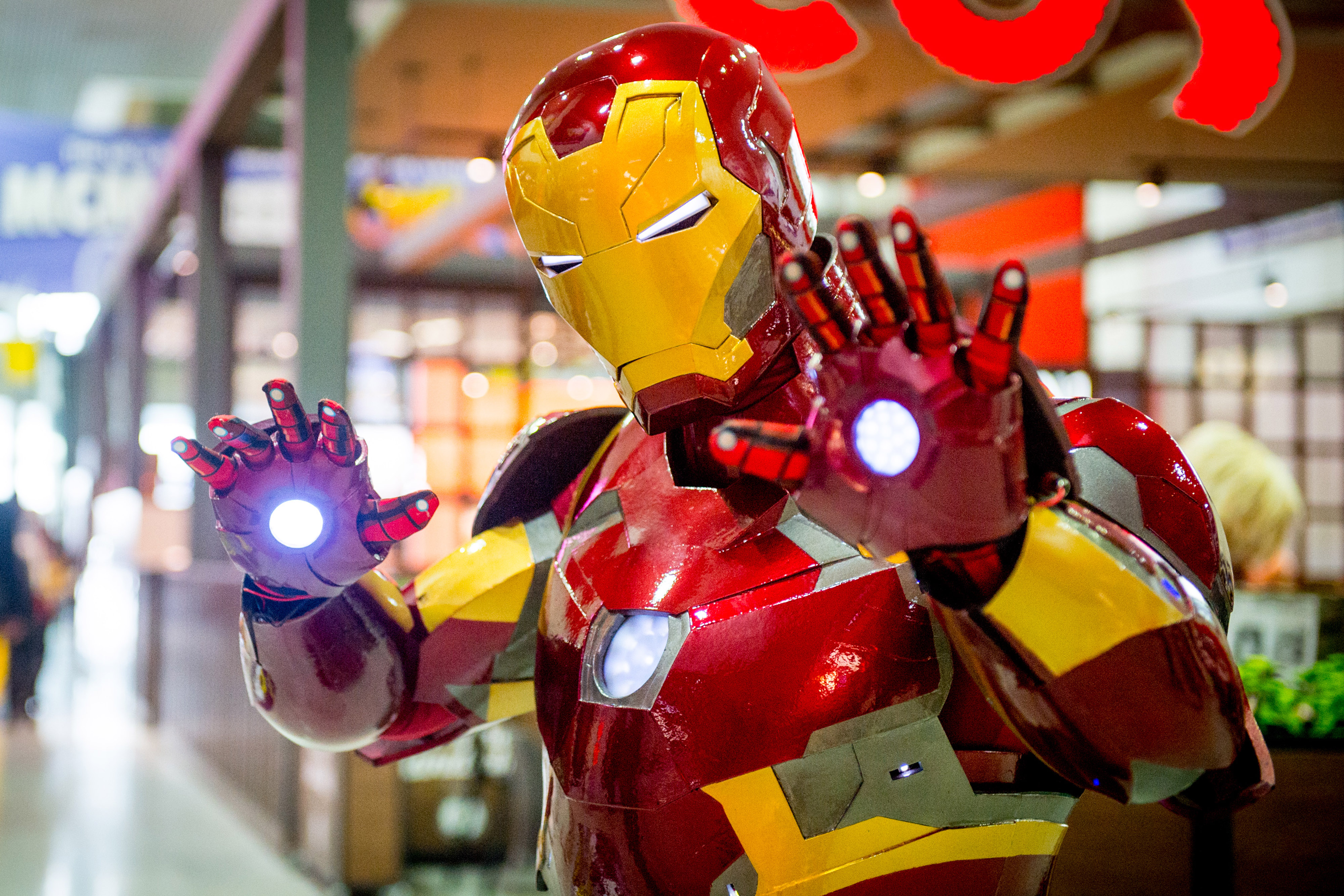 A cosplayer dresses up as Iron Man, who might be seen as Superior Iron Man in the 'Doctor Strange in the Multiverse of Madness' trailer, during a convention.