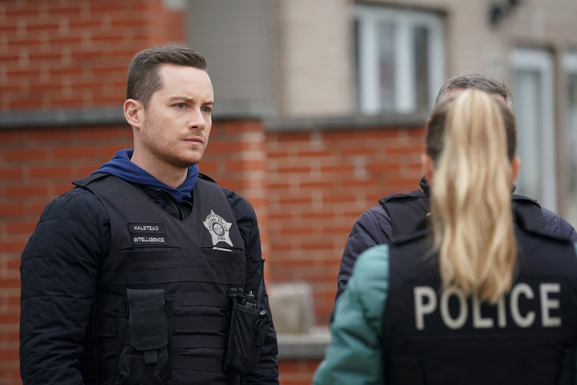 Jay Halstead talking to Hailey Upton outside in 'Chicago P.D.' Season 9 Episode 13