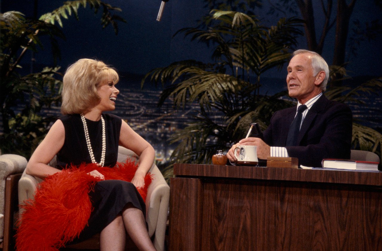 Joan Rivers during an interview with host Johnny Carson on April 25, 1986