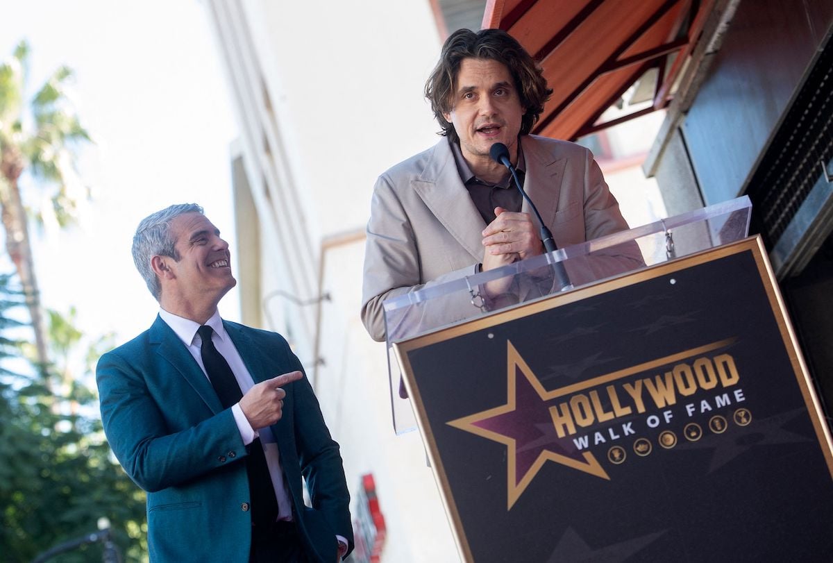 Singer-songwriter John Mayer speaks onstage during the ceremony to honor talk show host Andy Cohen with a Hollywood Walk of Fame star