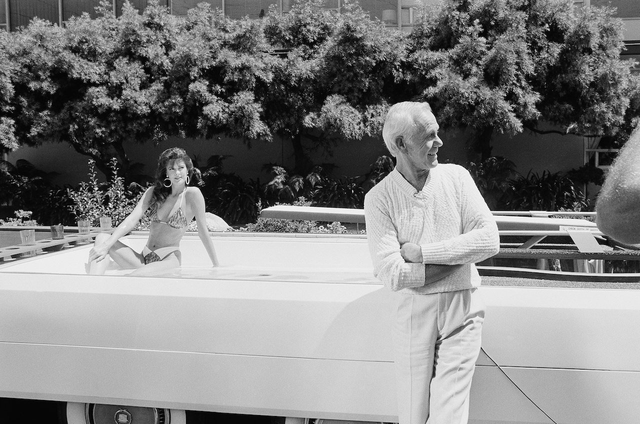 Model as lifeguard, host Johnny Carson during a limousine skit on June 13, 1986