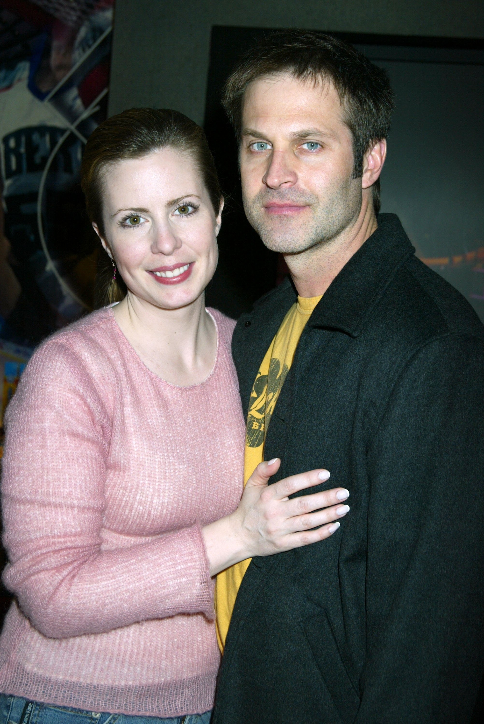 'As the World Turns' actor Martha Byrne in a pink blouse, and Jon Hensley in a yellow shirt and black jacket.