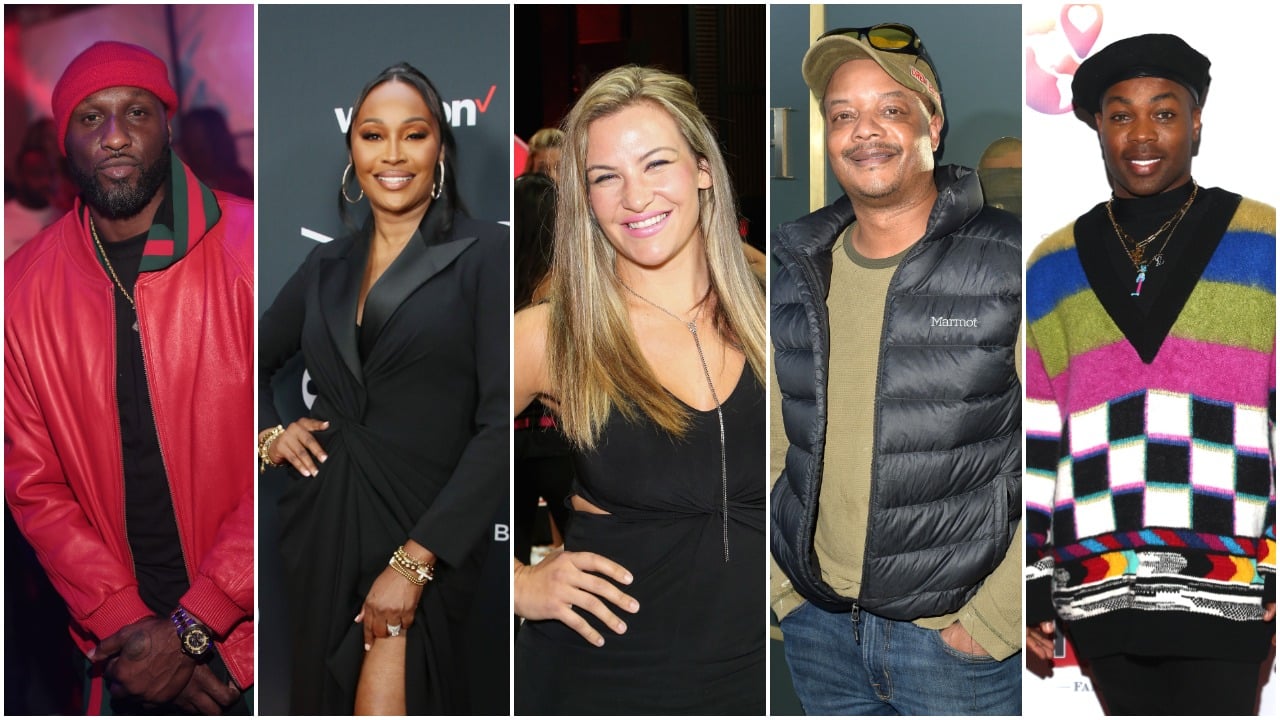 Lamar Odom, Cynthia Bailey, Miesha Tate, Todd Bridges, and Todrick Hall posing for media pictures