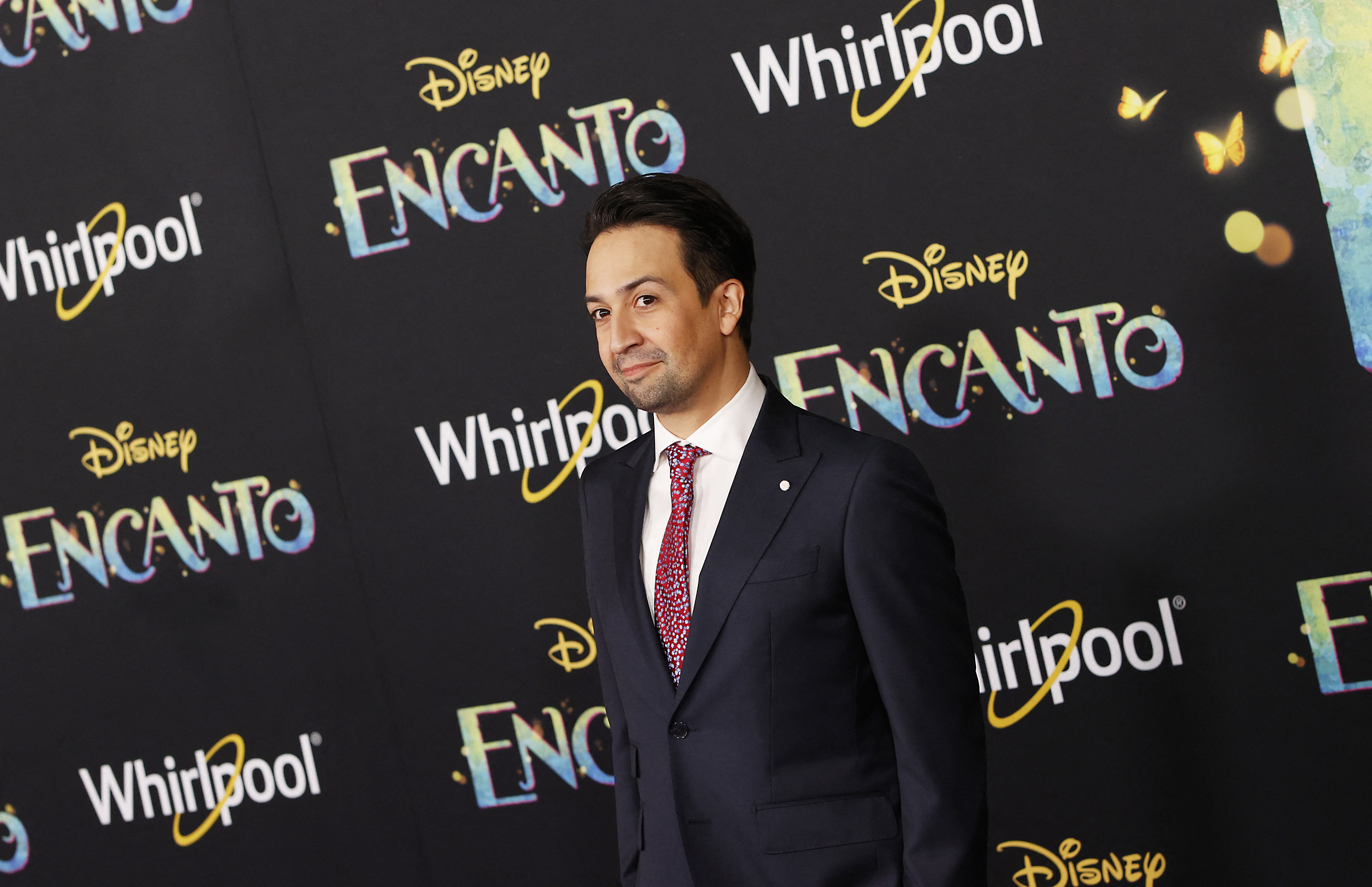 US actor and composer Lin-Manuel Miranda attends the premiere of Disney's 'Encanto'