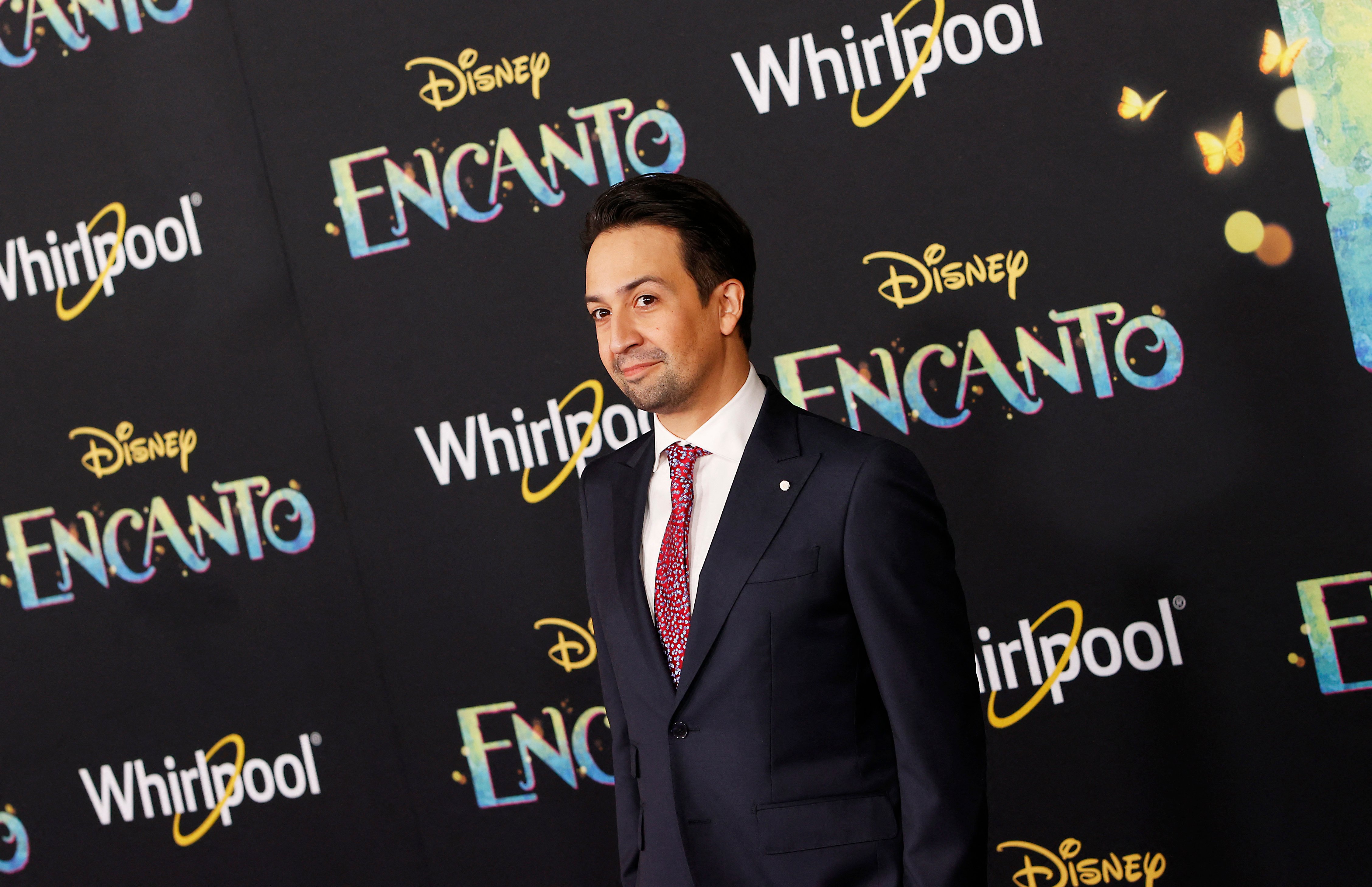 US actor and composer Lin-Manuel Miranda attends the premiere of Disney's 'Encanto'