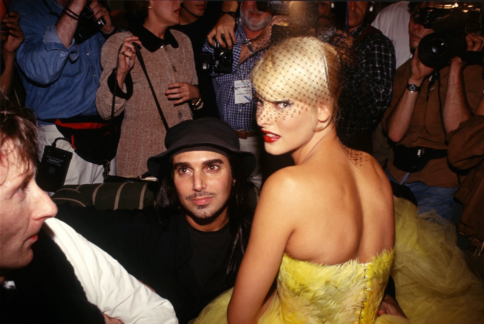 Steven Meisel and Linda Evangelista attended a Fashion Party during Paris Fashion Week in the 1990s 