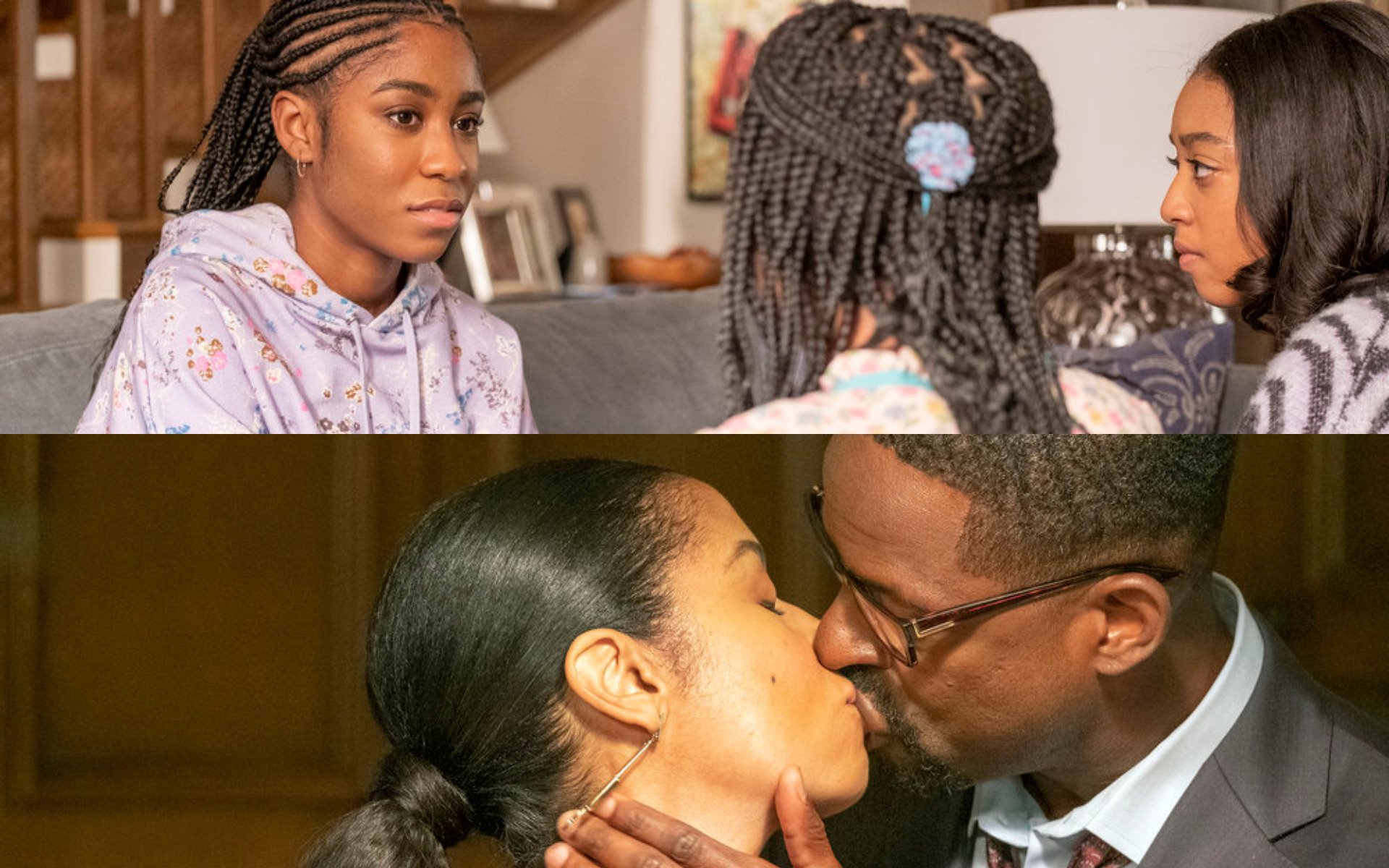 Photos of Lyric Ross as Deja, Eris Baker as Tess, Faithe Herman as Annie, Susan Kelechi Watson as Beth, and Sterling K. Brown as Randall in ‘This Is Us’ Season 6 Episode 5