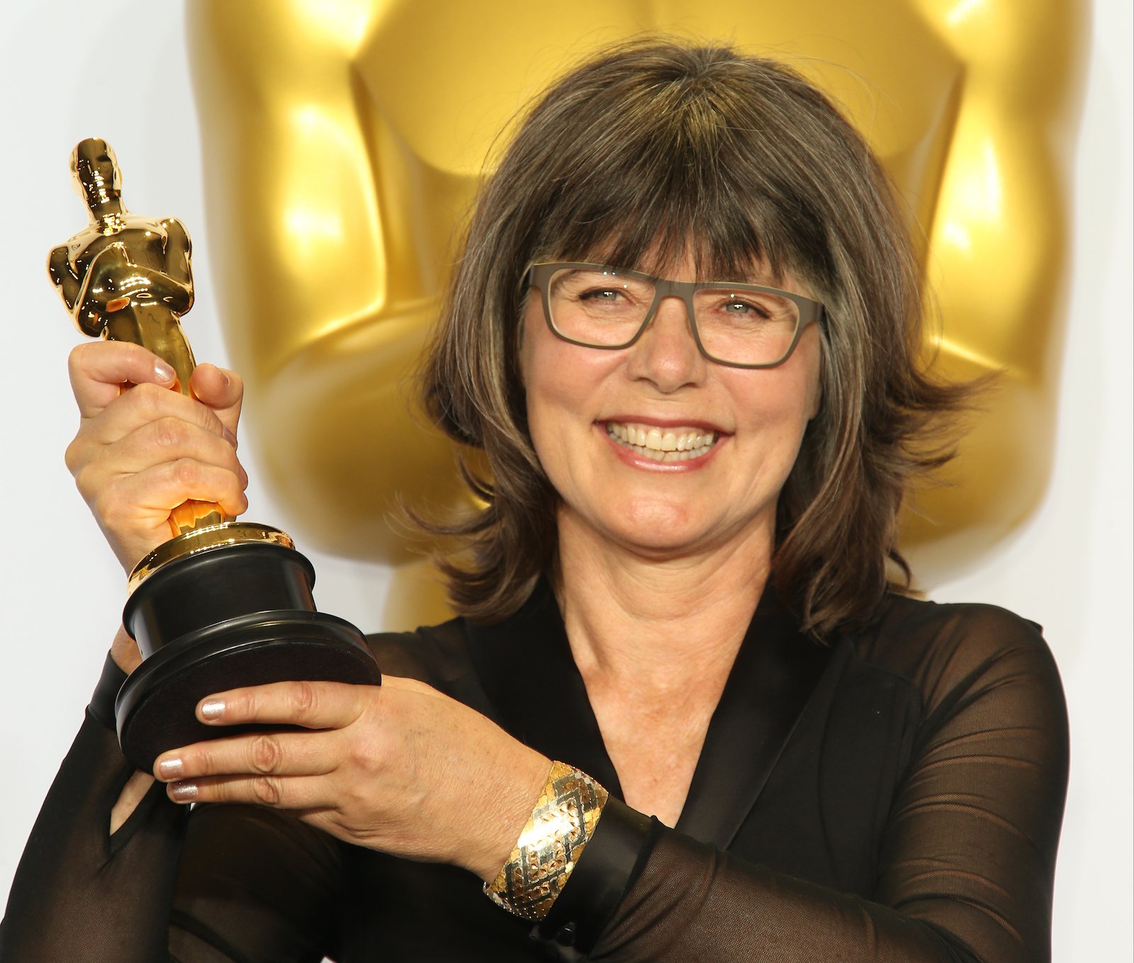 Film editor Margaret Sixel, winner of the Best Film Editing award for 'Mad Max: Fury Road,' poses in the press room at the 88th Annual Academy Awards at Hollywood & Highland Center on February 28, 2016 in Hollywood, California.