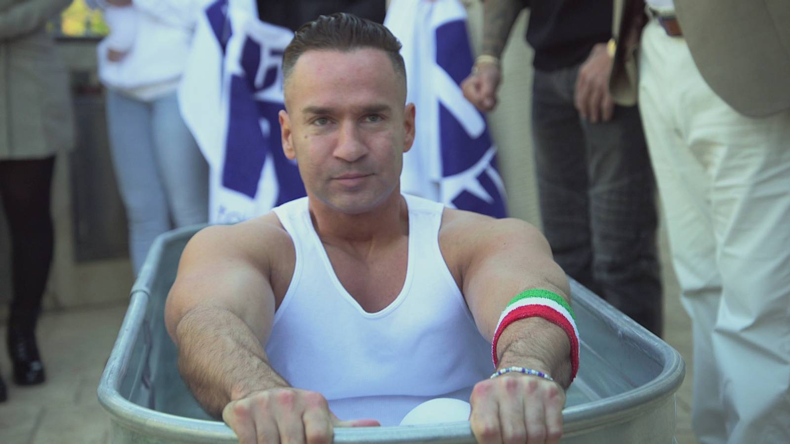 Mike 'The Situation' Sorrentino in a tub of water for his 'Blessification' on 'Jersey Shore: Family Vacation'