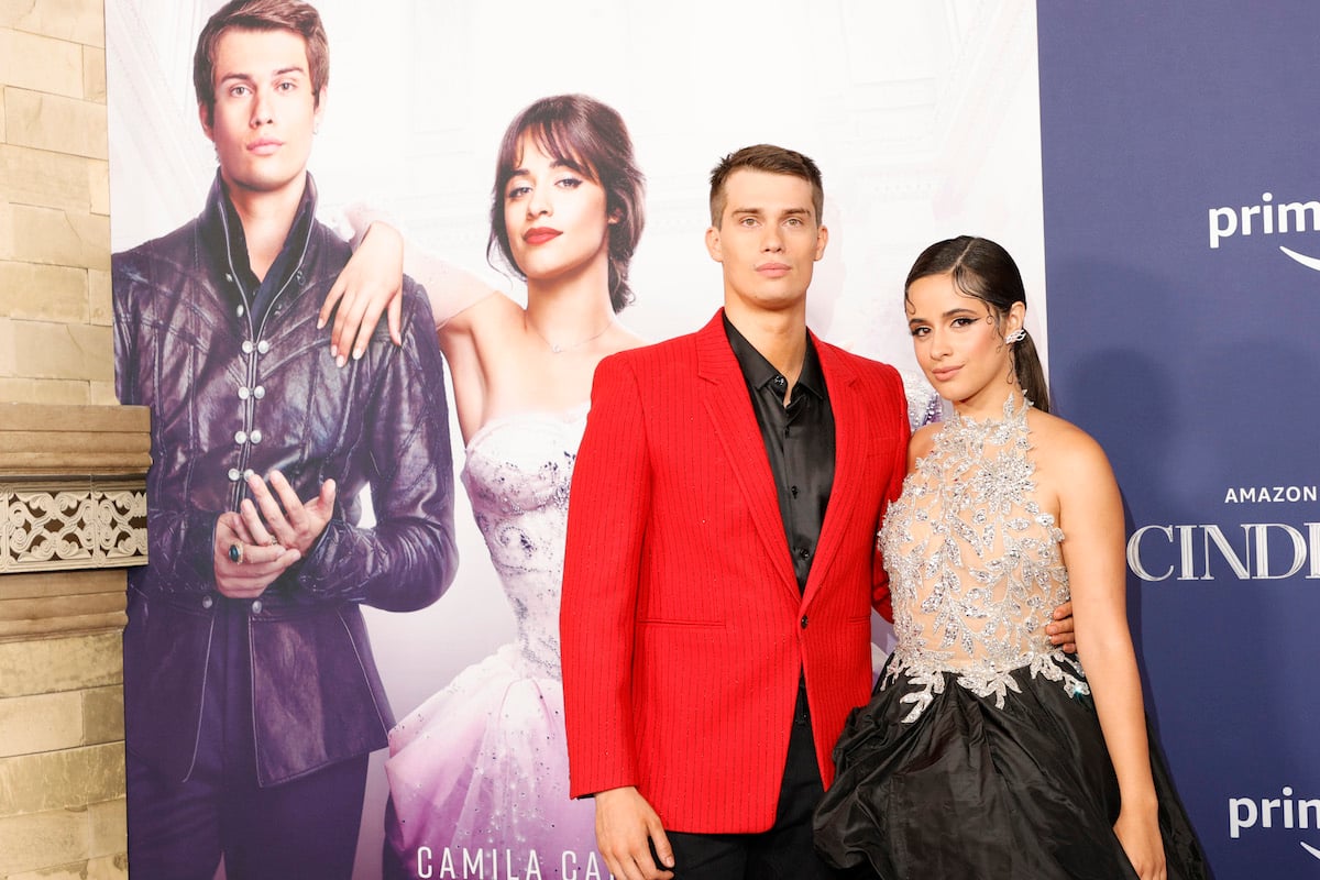 Nicholas Galitzine and Camila Cabello pose together at the "Cinderella" premiere.