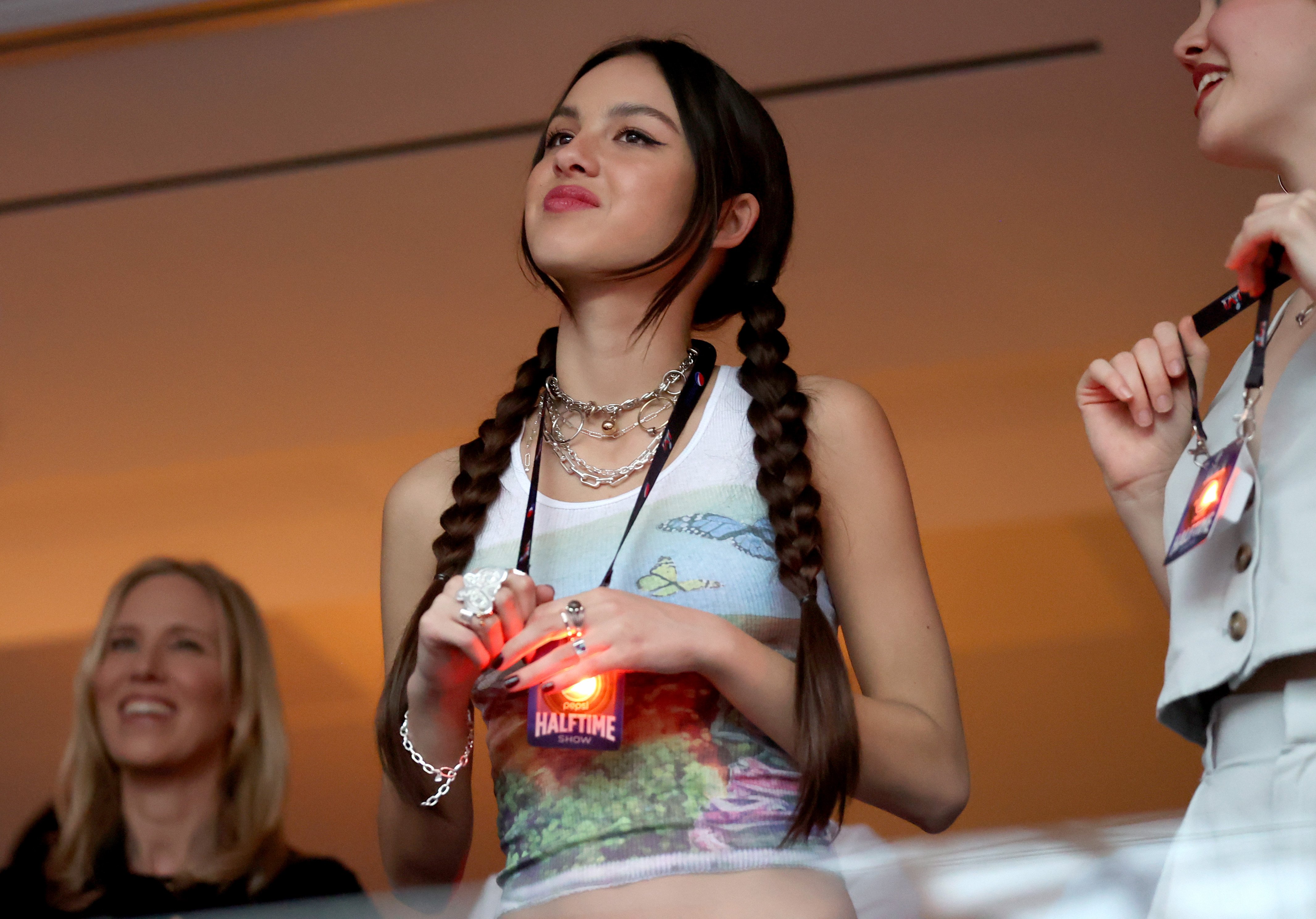 Singer Olivia Rodrigo attends Super Bowl LVI at SoFi Stadium