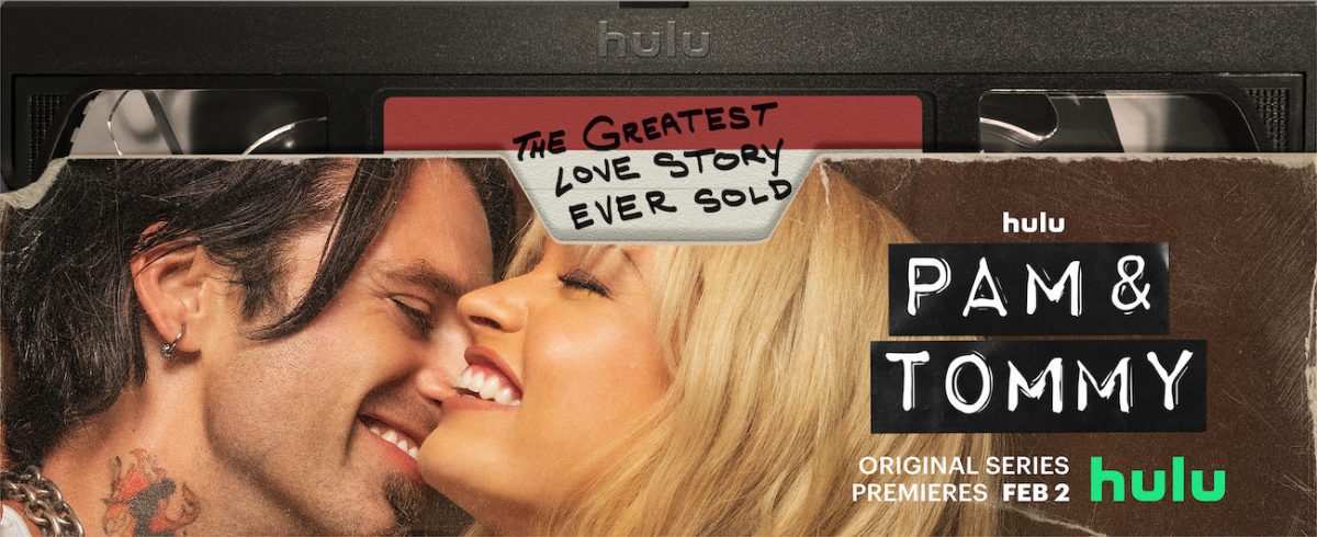 Tommy Lee (Sebastian Stan) and Pamela Anderson (Lily James) in a promo for the Hulu series 'Pam and Tommy'