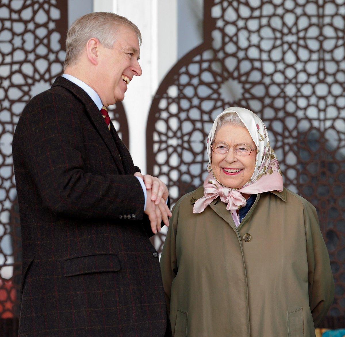 Prince Andrew and Queen Elizabeth II sharing a laugh at the Royal Windsor Horse Show