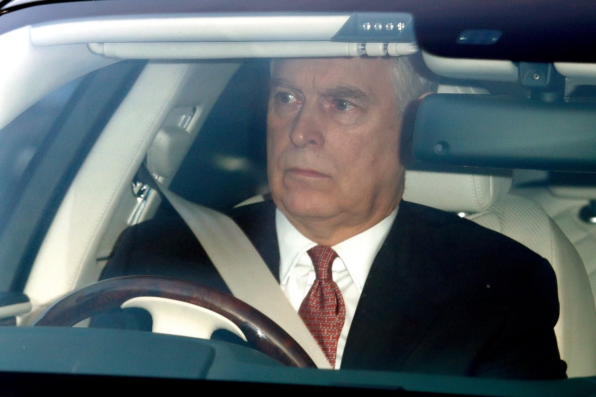 Prince Andrew driving to a Christmas lunch for members of the royal family