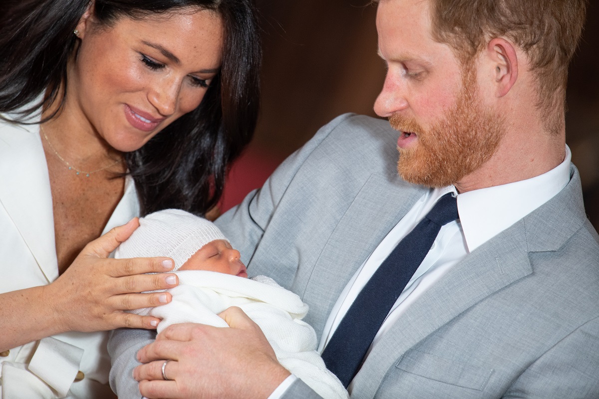 Prince Harry and Meghan Markle introduce their newborn son, Archie Harrison Mountbatten-Windsor, during a press photocall 