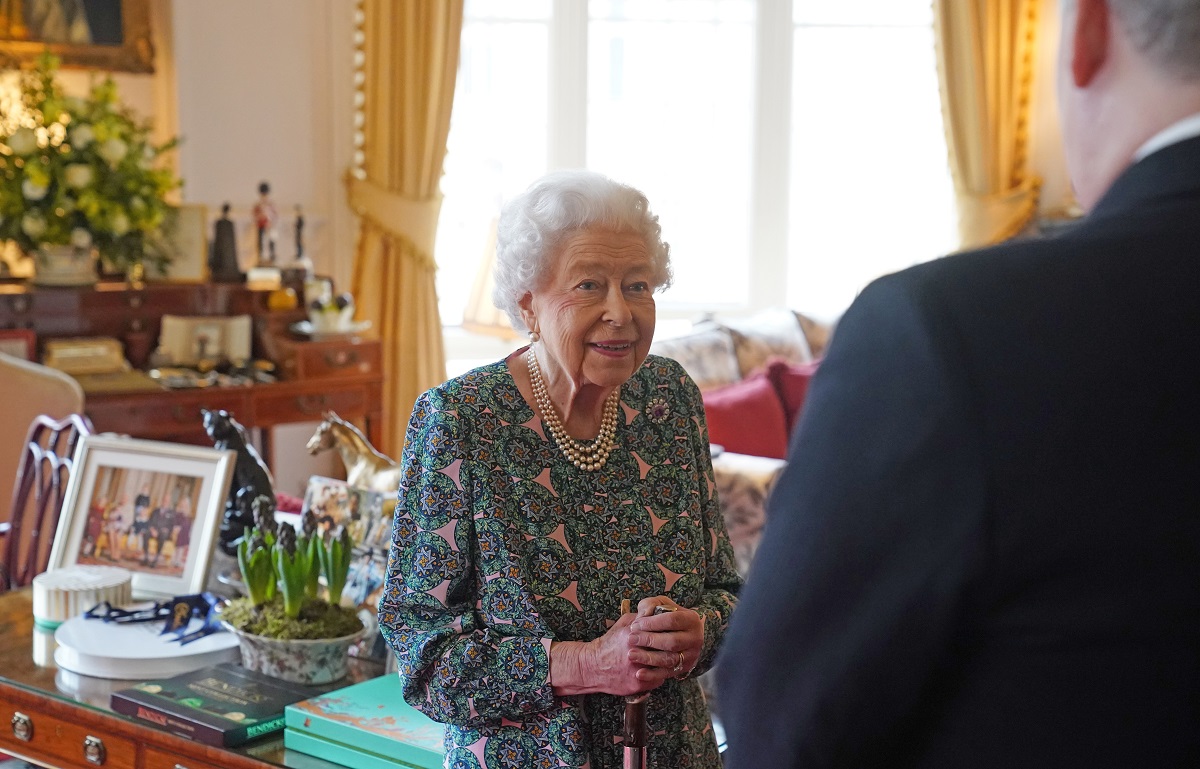 Queen Elizabeth II speaking during an audience at Windsor Castle