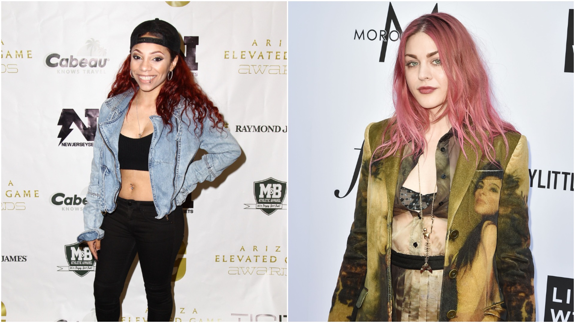 Ebie Wright on the red carpet at an event. Frances Bean Cobain on the red carpet at an event. 