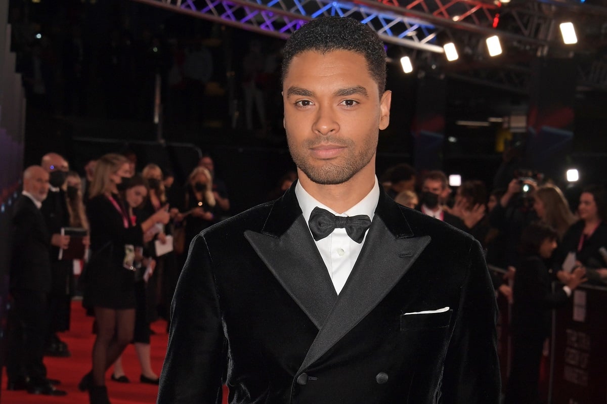 'Bridgerton' star Regé-Jean Page wearing a tuxedo during a red carpet appearance.