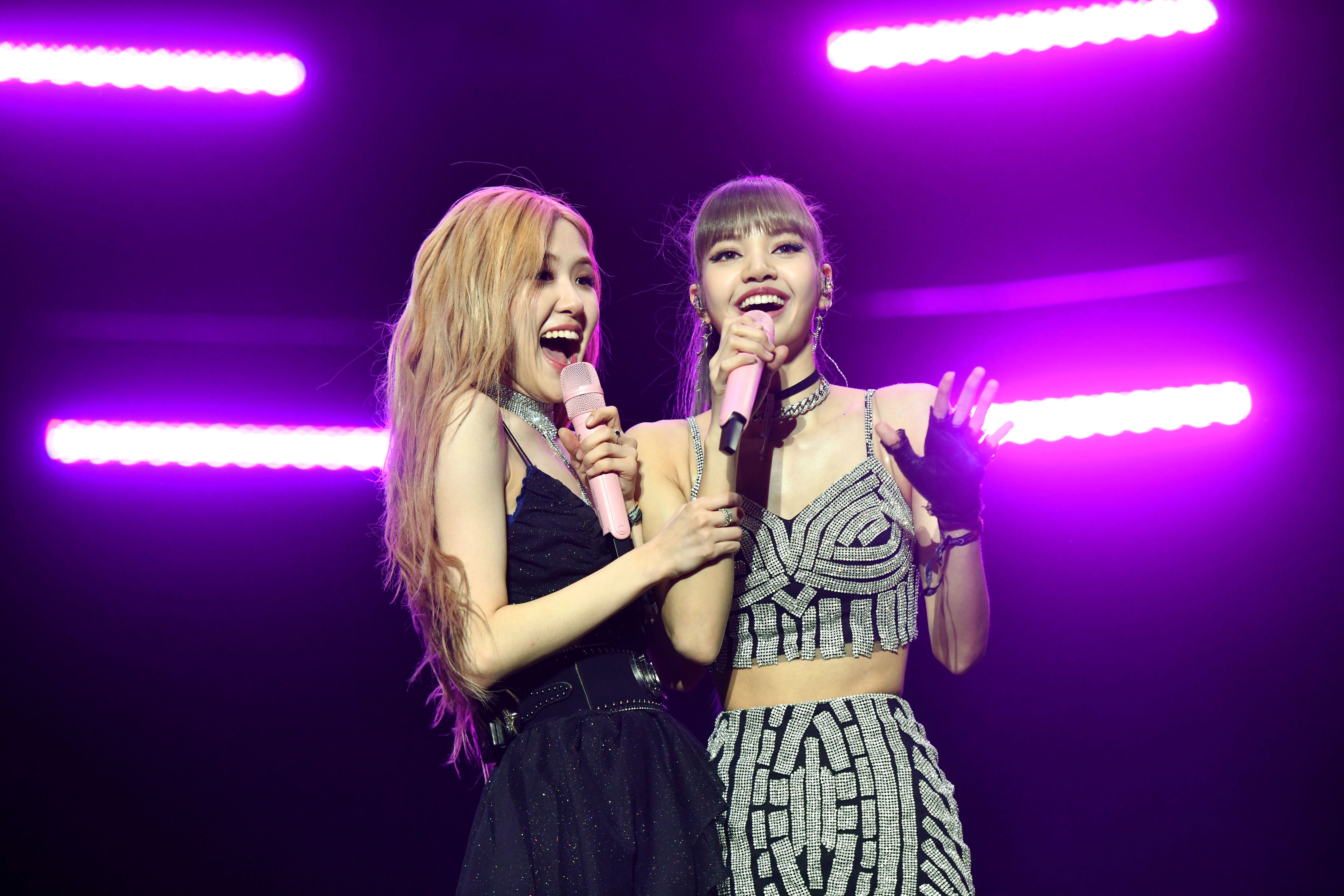 Singers Rosé and Lisa of BLACKPINK perform during the 2019 Coachella Valley Music and Arts Festival